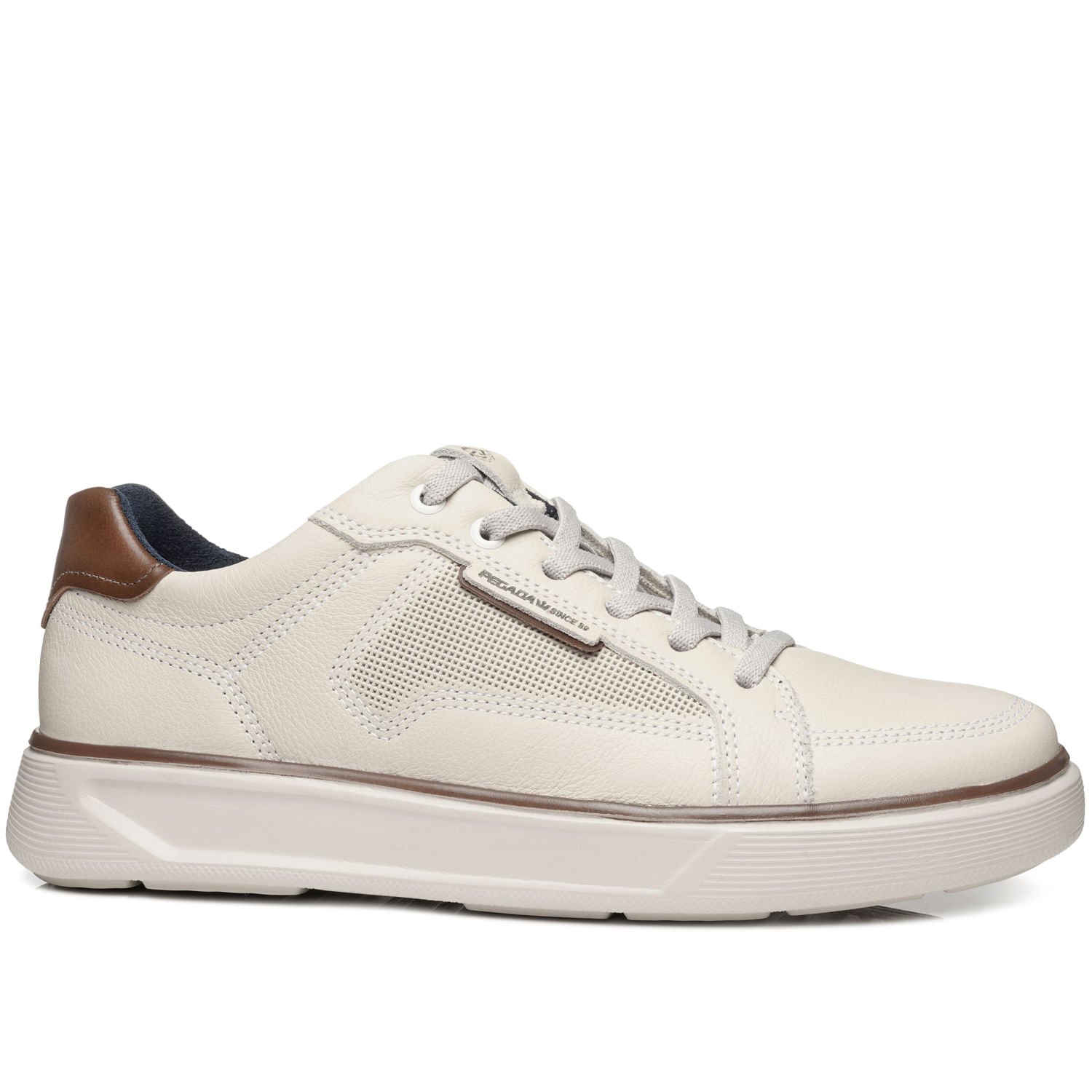 Tênis Casual Pegada Masculino em Couro Milk 110933-04