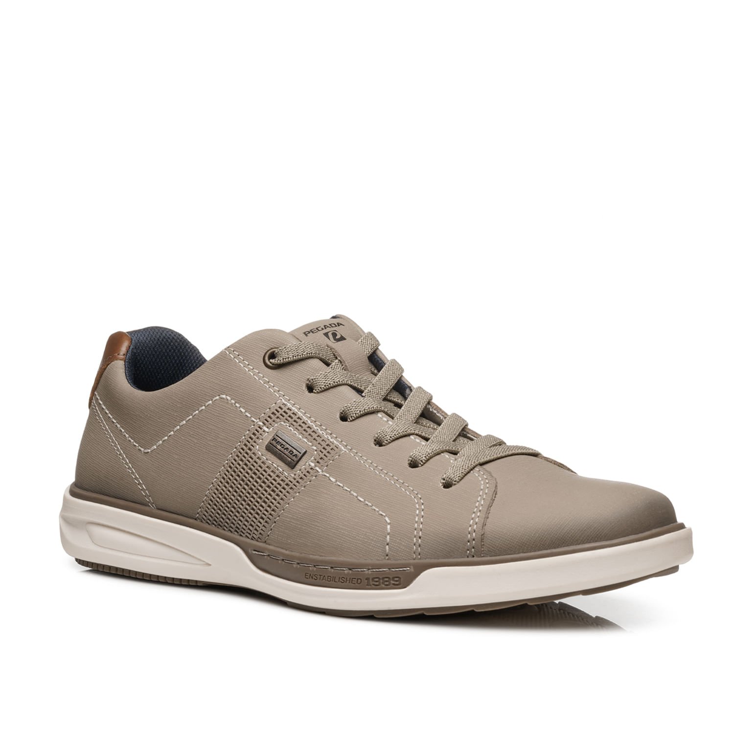 Sapatênis Pegada Masculino em Couro Areia 111104-07 Bege 2