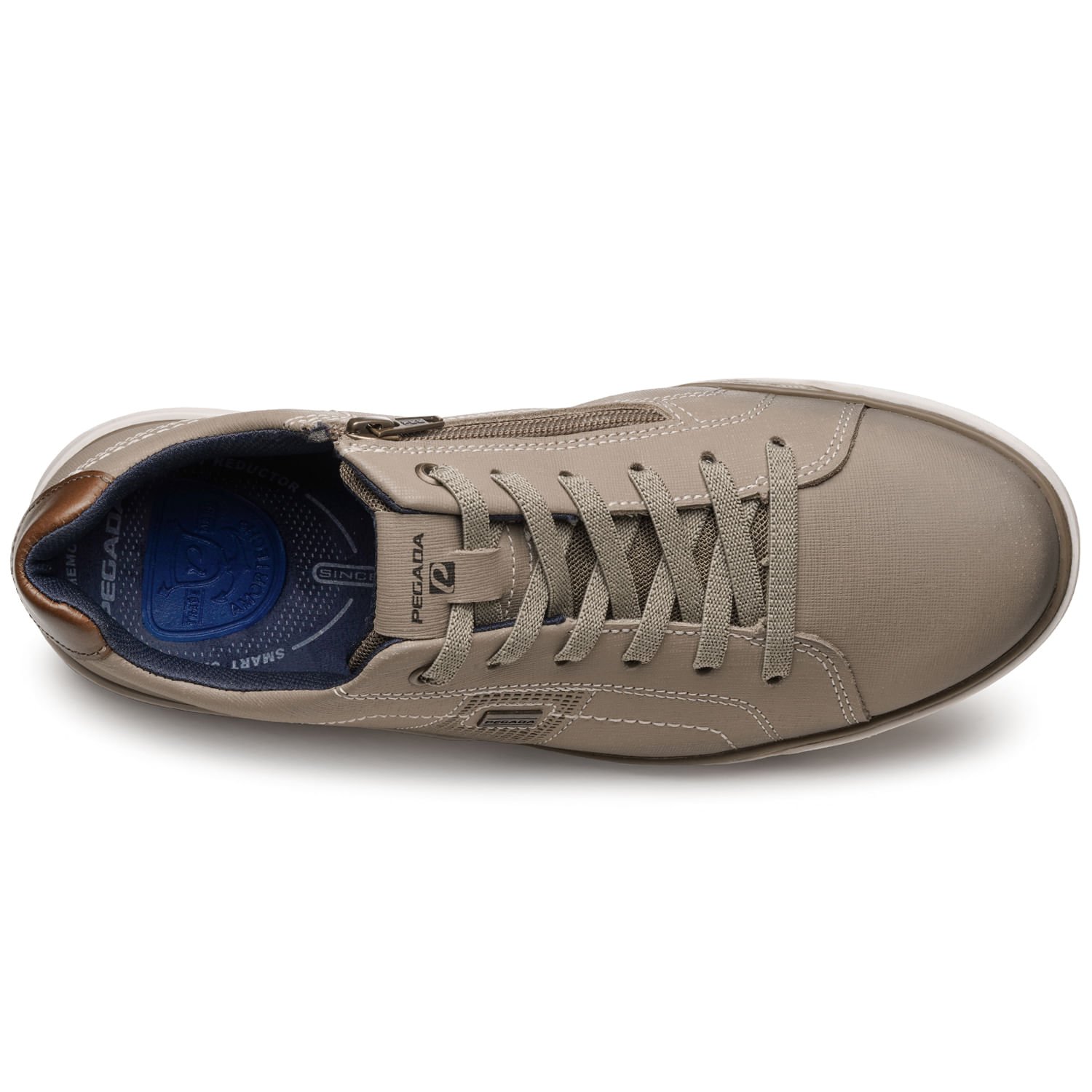 Sapatênis Pegada Masculino em Couro Areia 111104-07 Bege 6