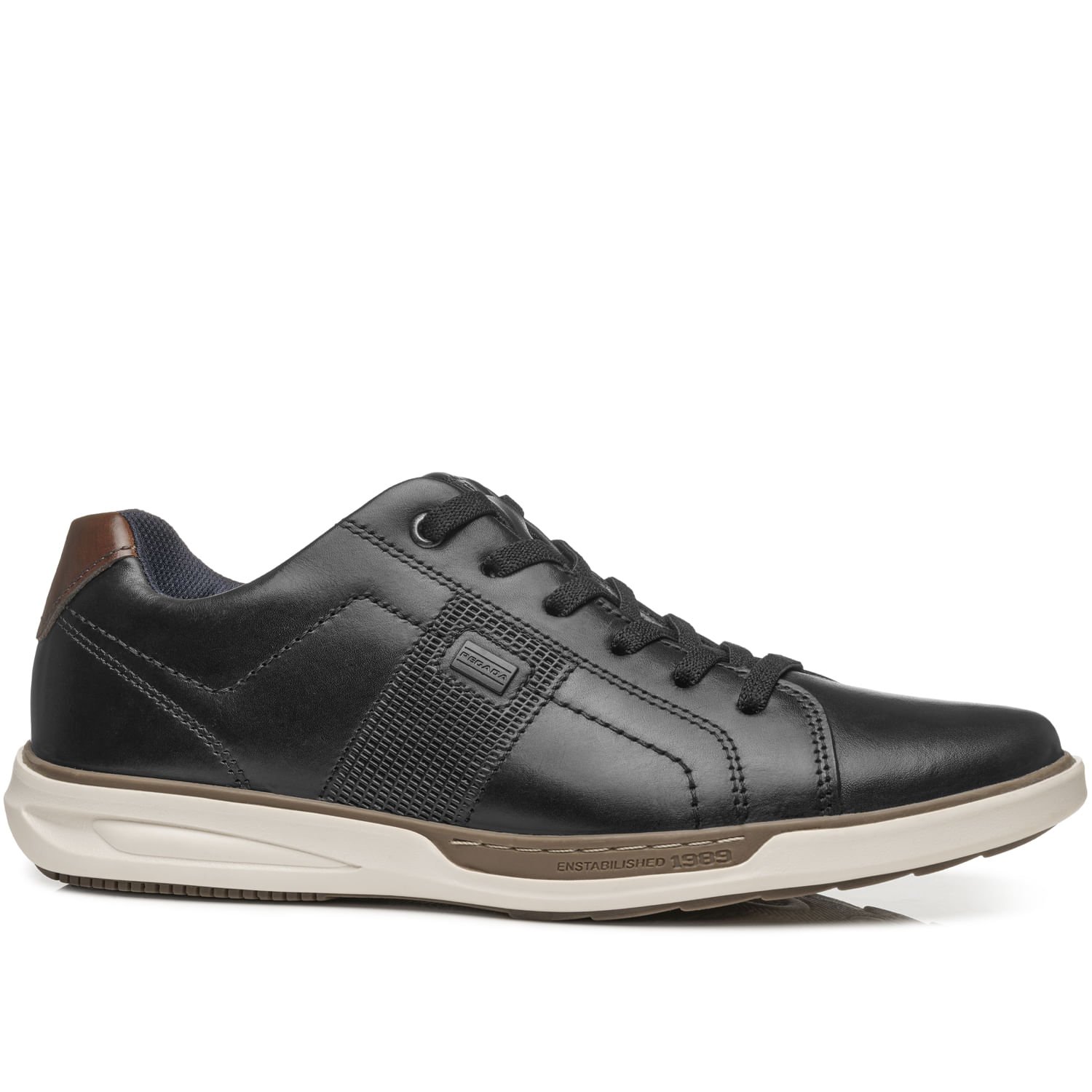 Sapatênis Pegada Masculino em Couro Preto 111104-05