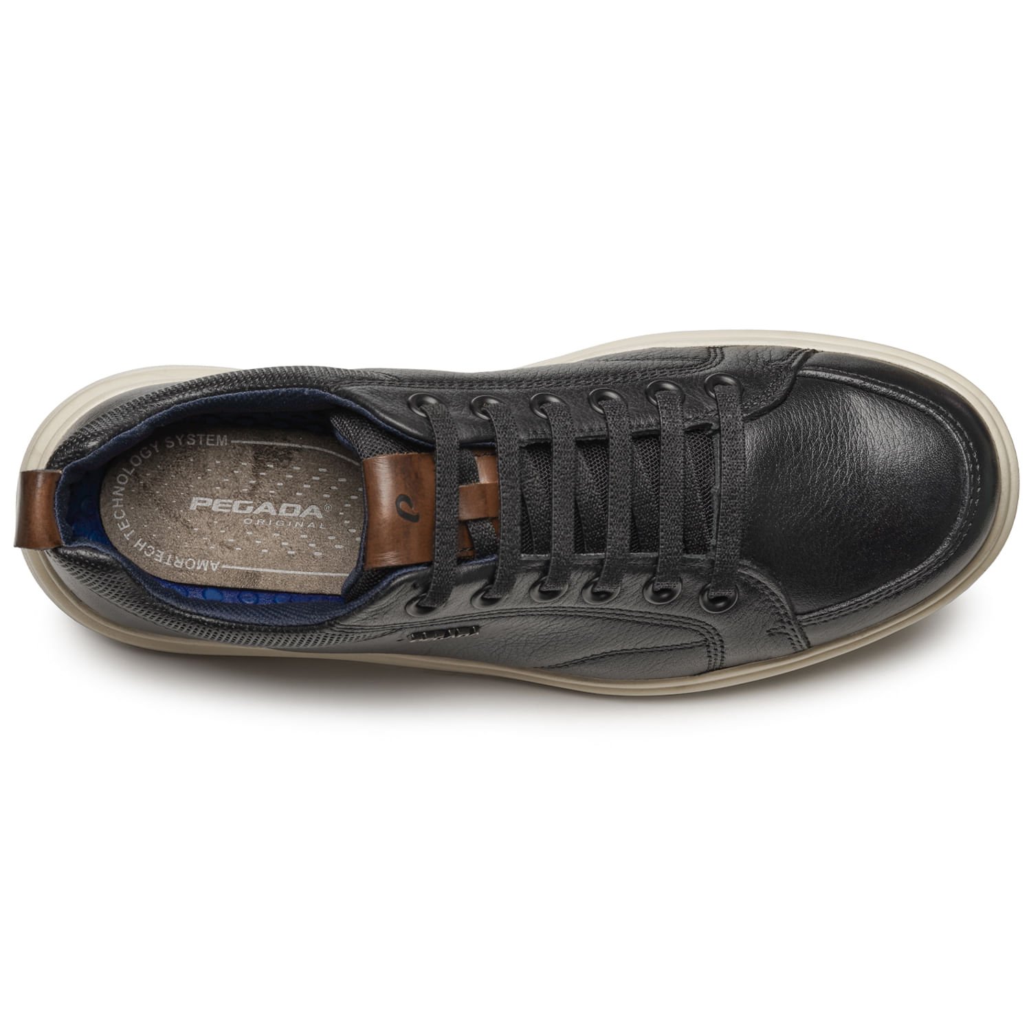 Sapatênis Pegada Masculino em Couro Preto 112201-04 Preto 7