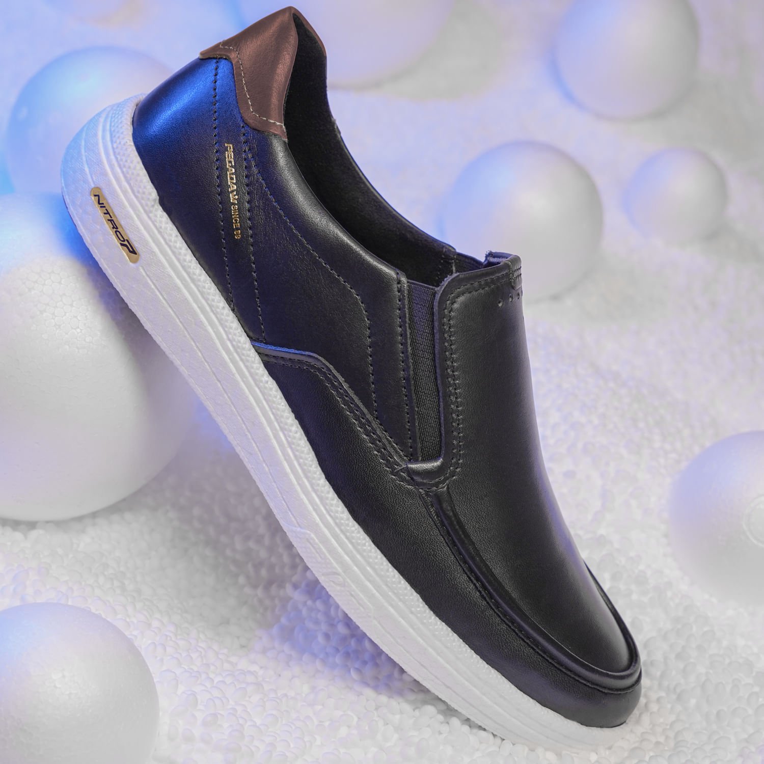 Tênis Casual Pegada Masculino em Couro Preto 112001-01 Preto/Marrom 2