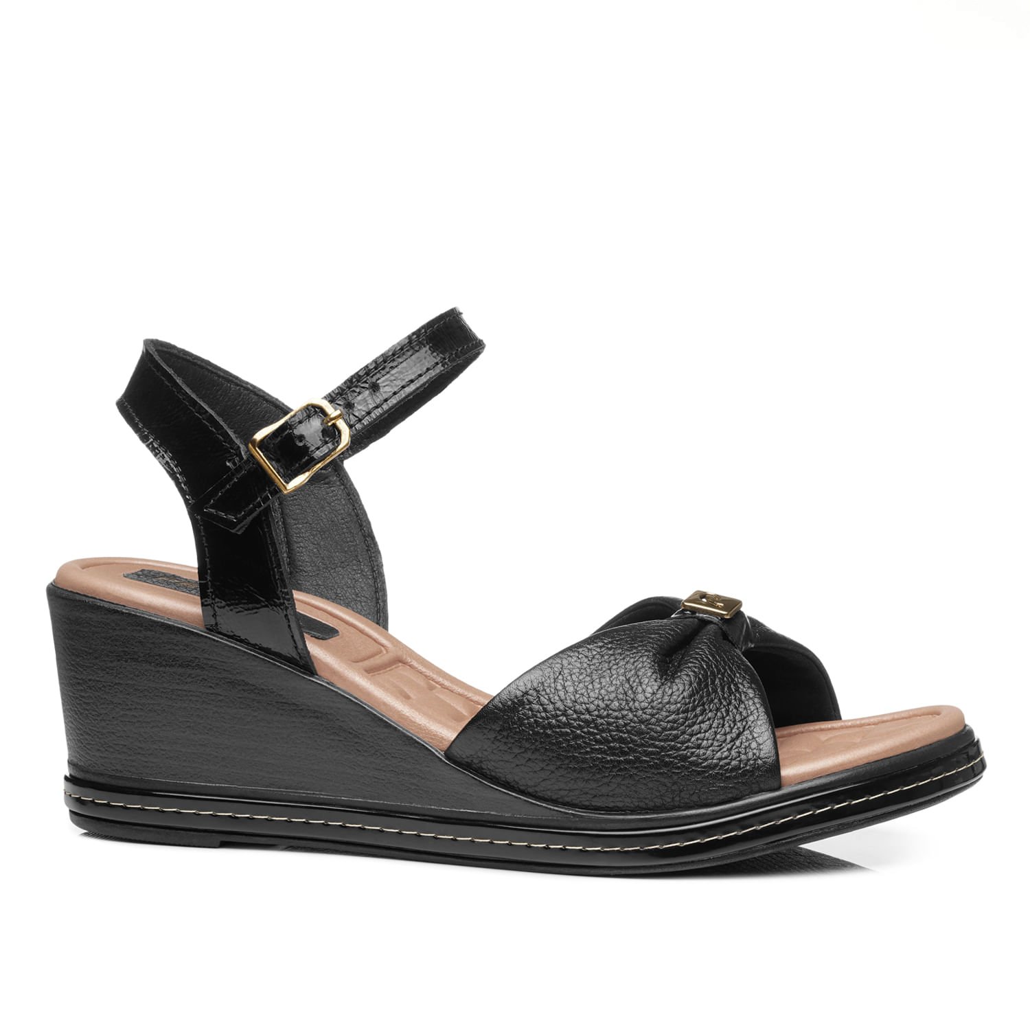 Sandália Pegada Feminina em Couro Preto 233956-04