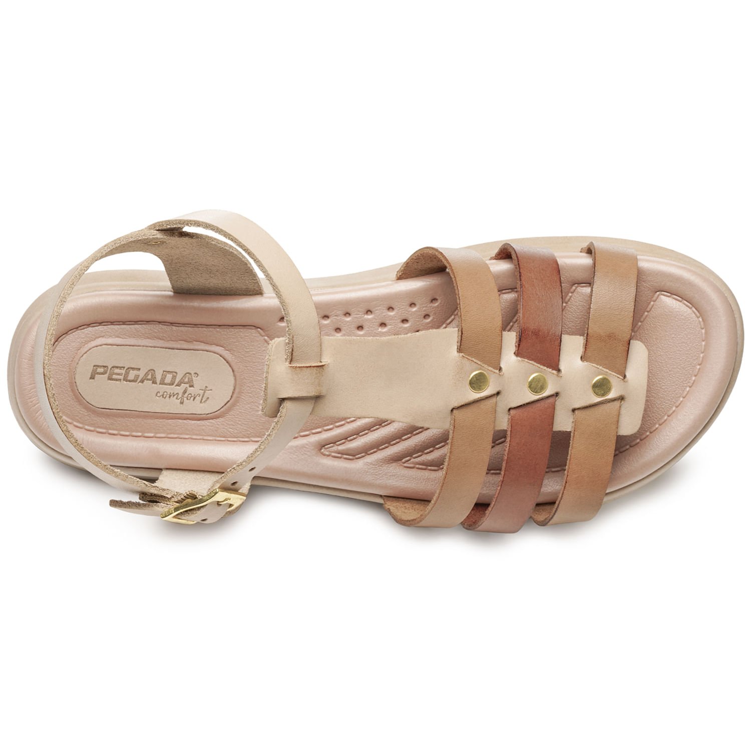 Sandália Pegada Feminina em Couro Creme 232817-02 Bege 6