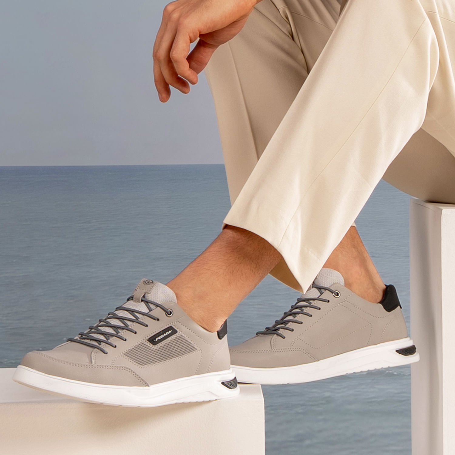 Tênis Casual Pegada Masculino em Couro Silver 112403-08 Silver 2