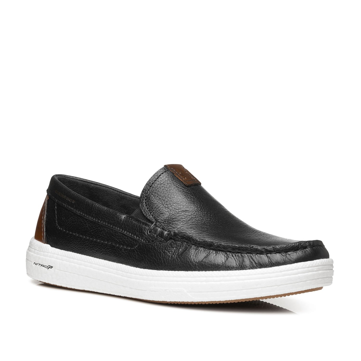 Mocassim Pegada Masculino em Couro Preto 142101-02 Preto/Marrom 2