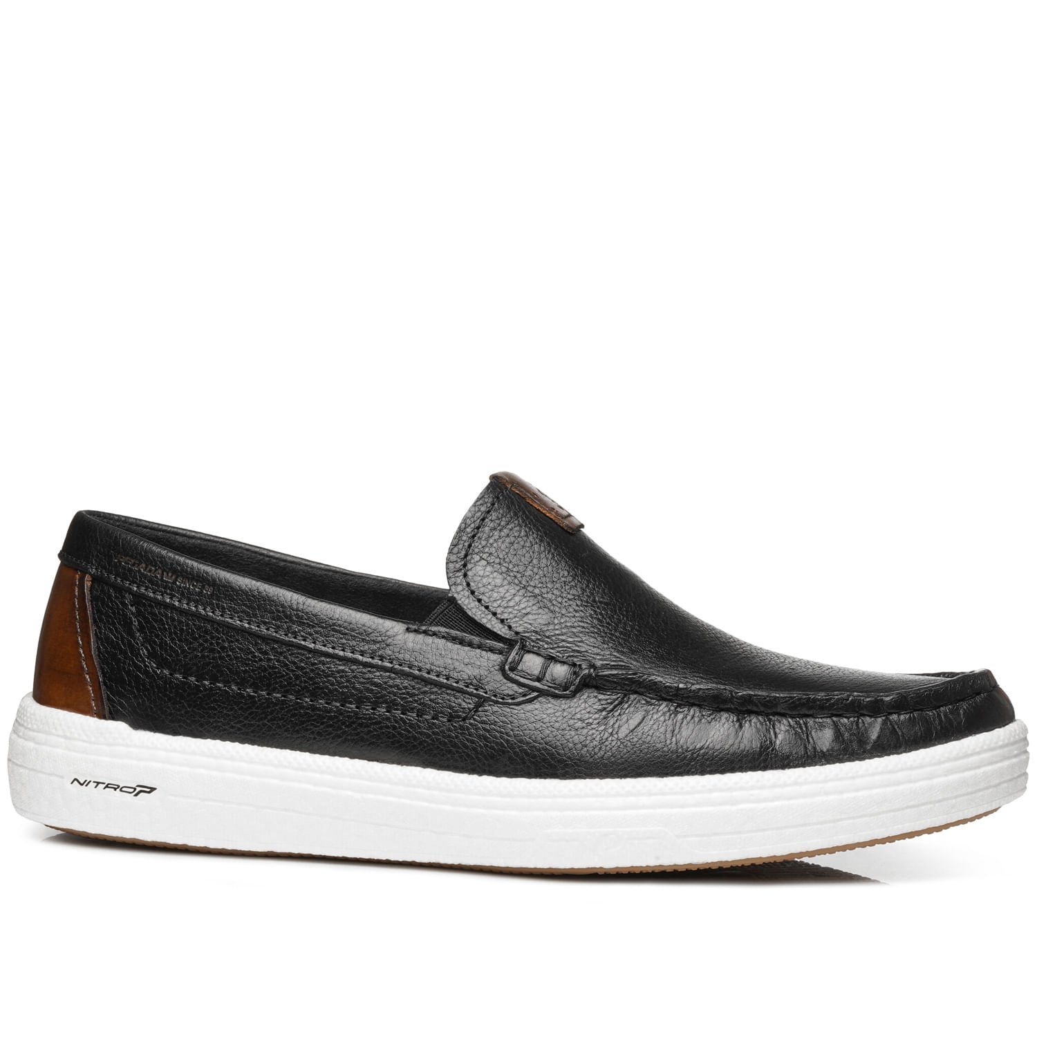 Mocassim Pegada Masculino em Couro Preto 142101-02 Preto/Marrom 1
