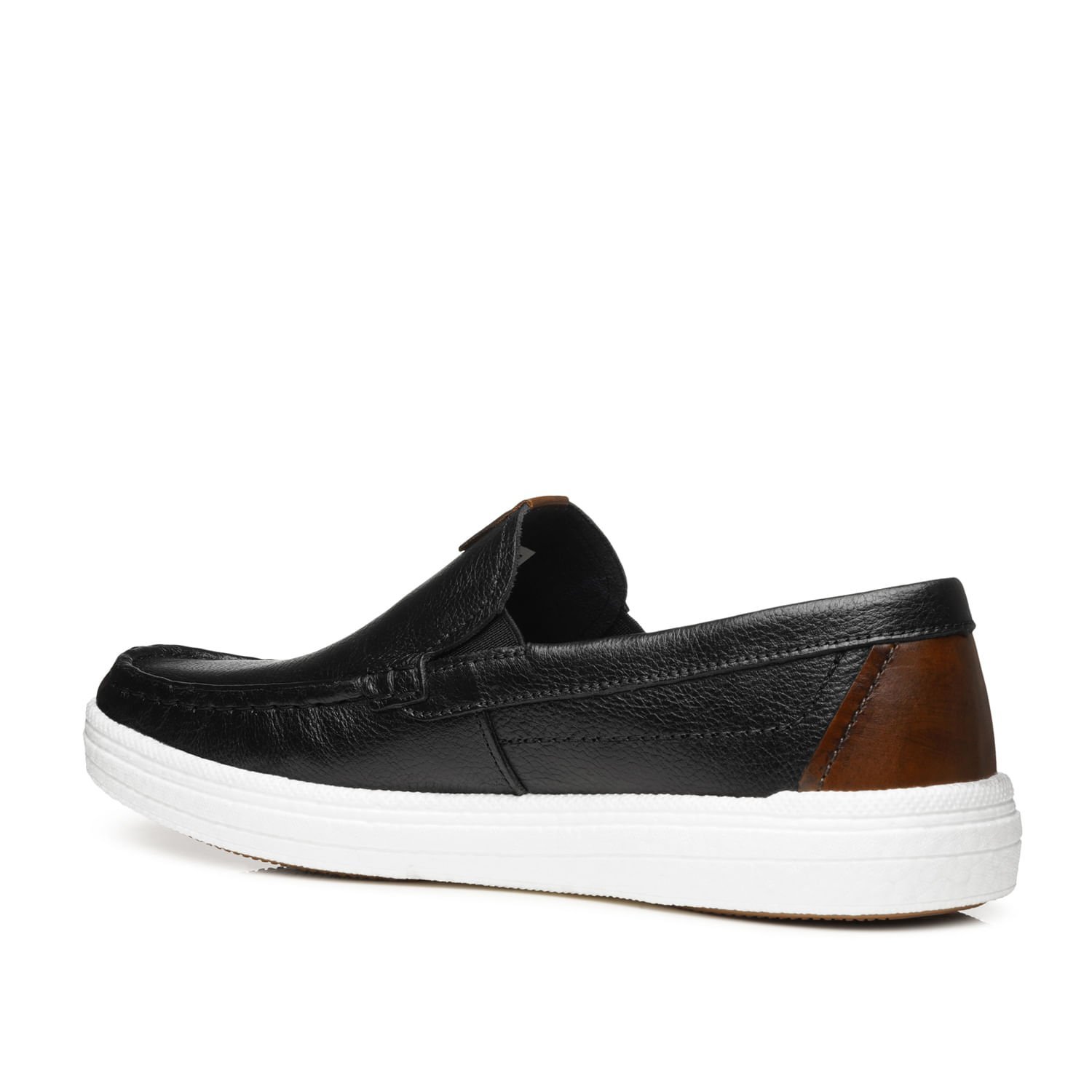 Mocassim Pegada Masculino em Couro Preto 142101-02 Preto/Marrom 3