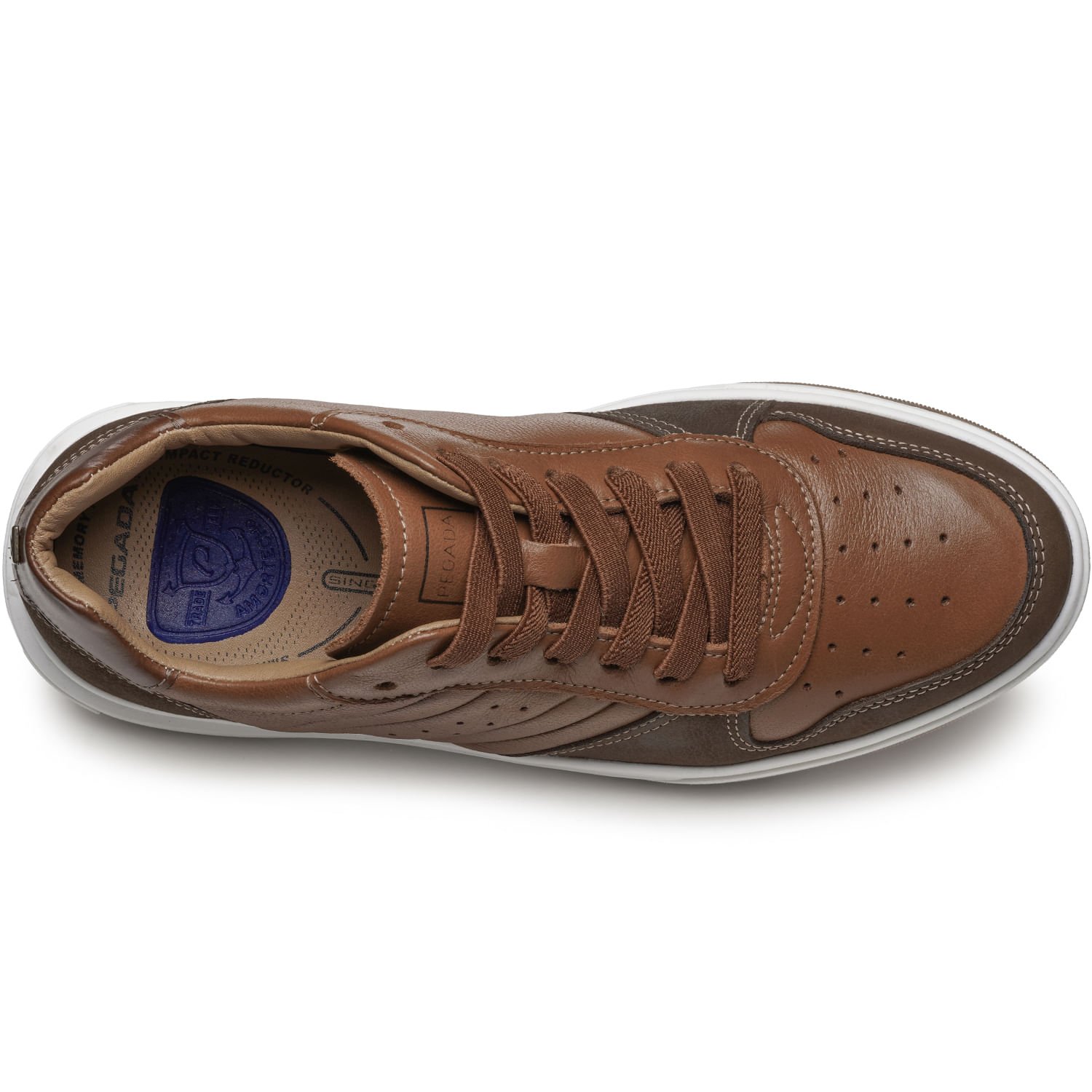 Tênis Casual Pegada Masculino em Couro Pinhão 111721-04 Pinhão 6