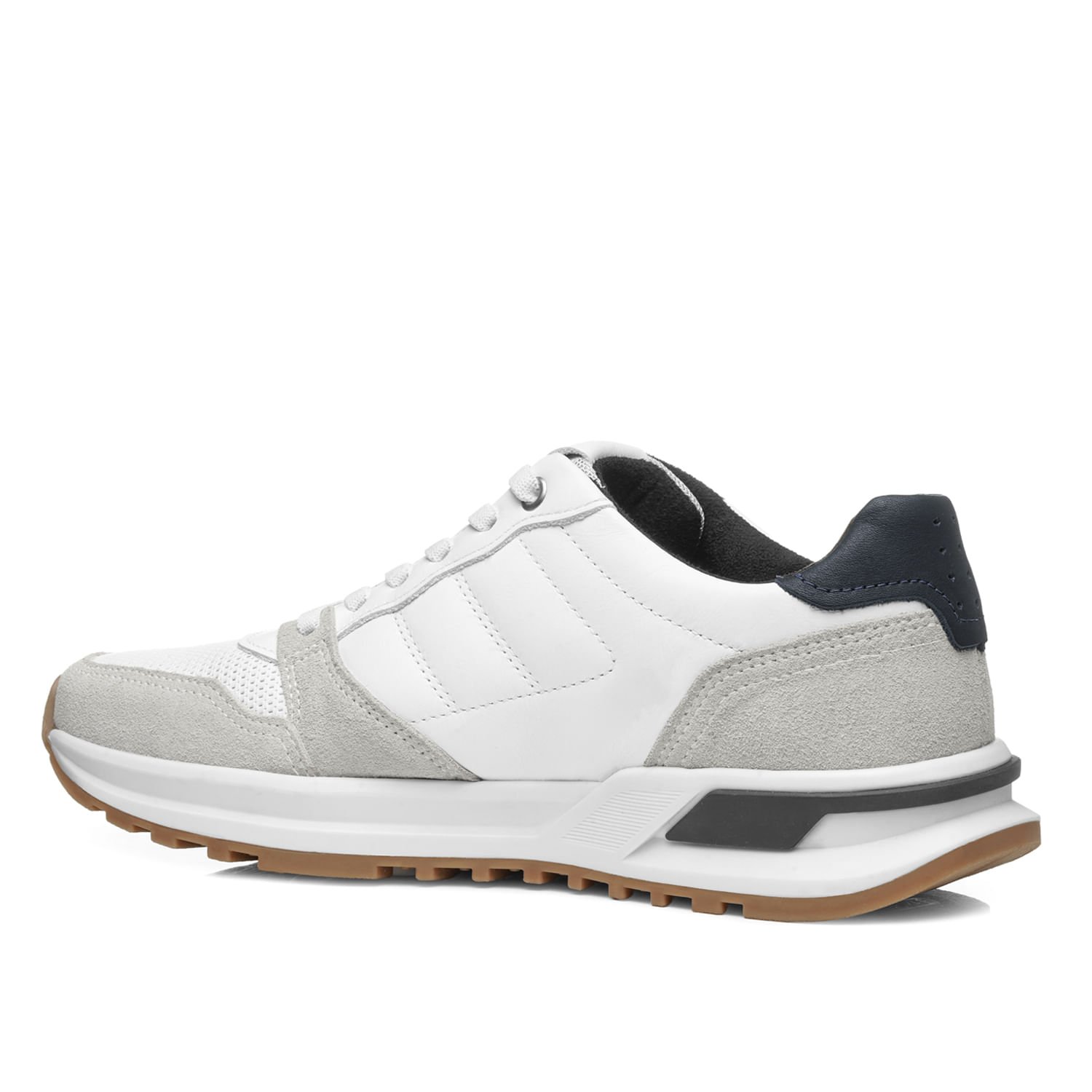 Sapatênis Pegada Masculino em Couro Branco 112103-01 Branco/Cinza/Azul 4