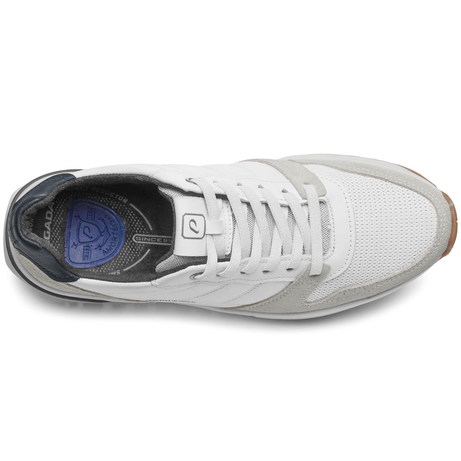 Sapatênis Pegada Masculino em Couro Branco 112103-01 Branco/Cinza/Azul 7