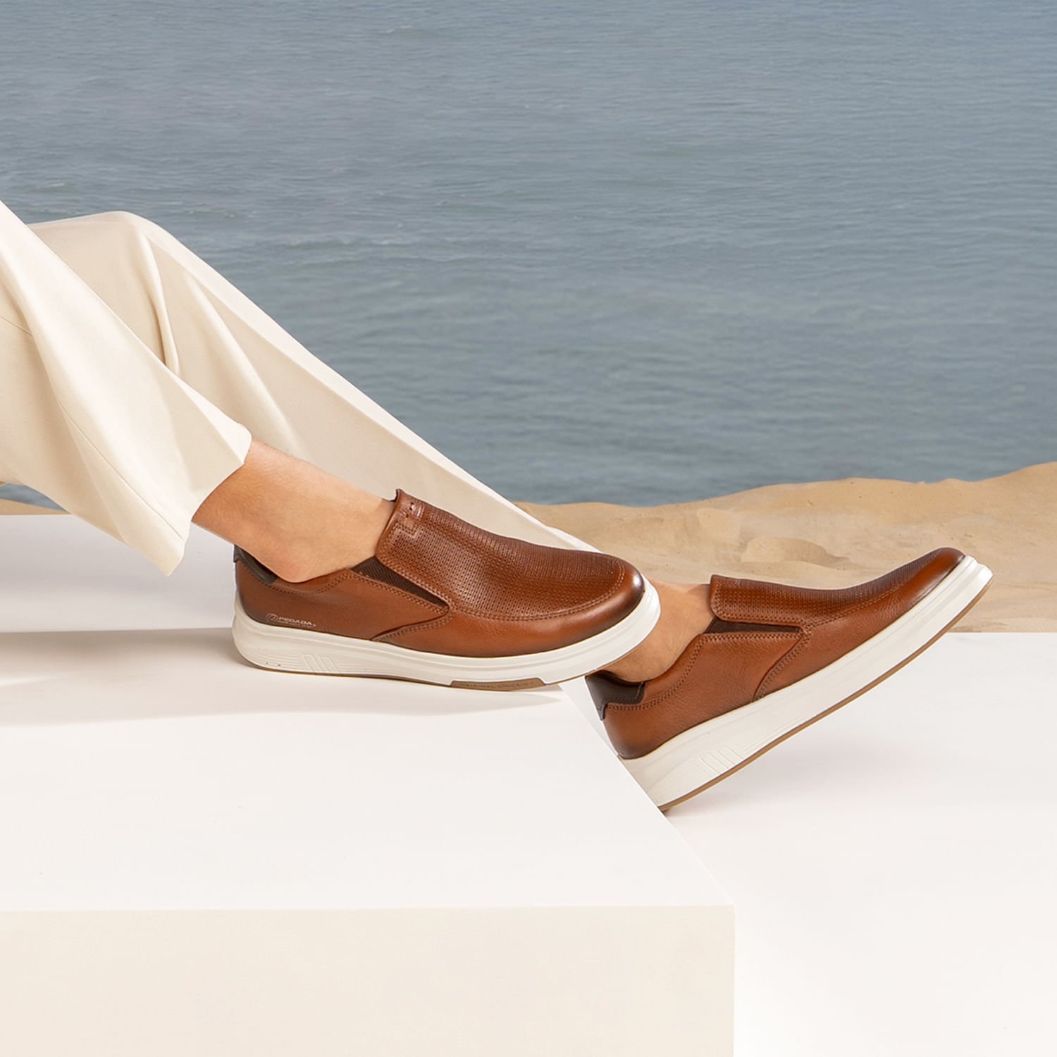 Tênis Casual Pegada Masculino em Couro Pinhão 112303-04 Pinhão 2