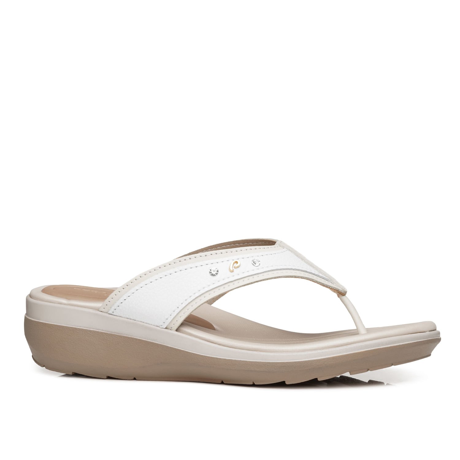 Chinelo Pegada Feminino em Couro Milk 232713-02