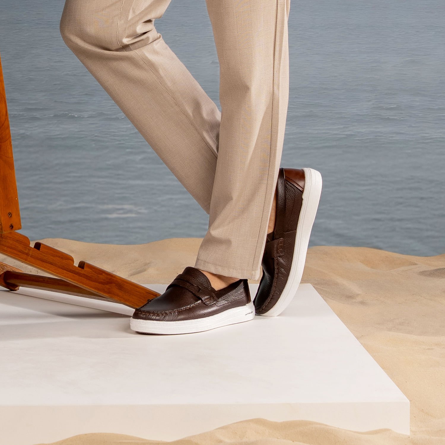 Mocassim Pegada Masculino em Couro Coffe 142102-03 Coffe 2