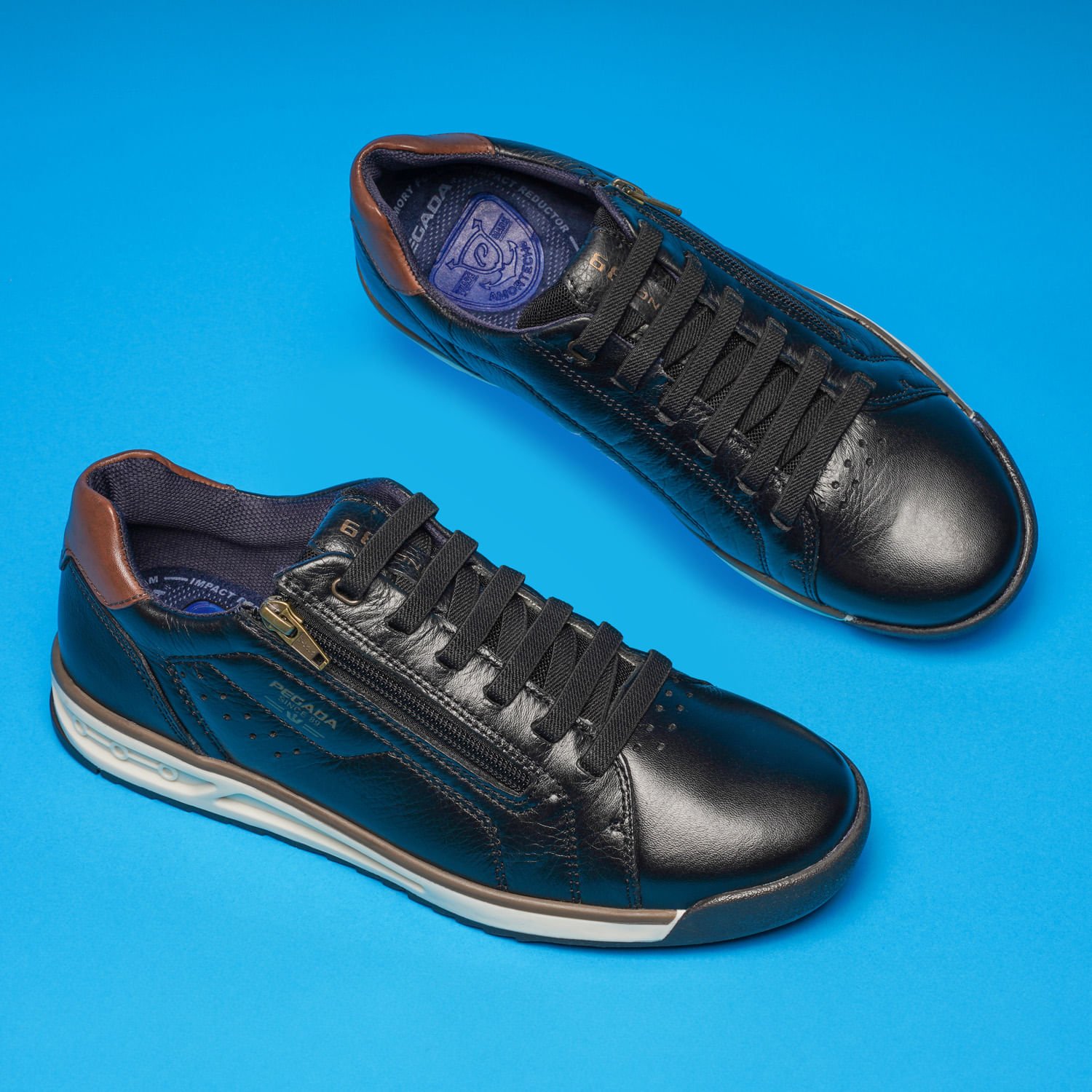 Sapatênis Pegada Masculino em Couro Preto 112503-06 Preto 2