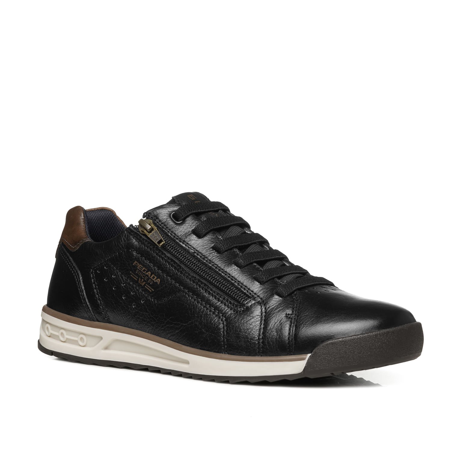 Sapatênis Pegada Masculino em Couro Preto 112503-06 Preto 3