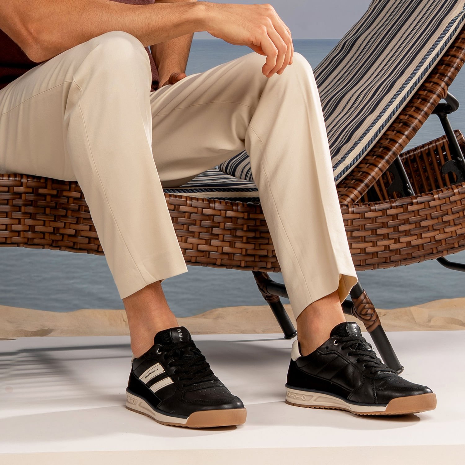 Sapatênis Pegada Masculino em Couro Preto 112504-04 Preto/Branco 2