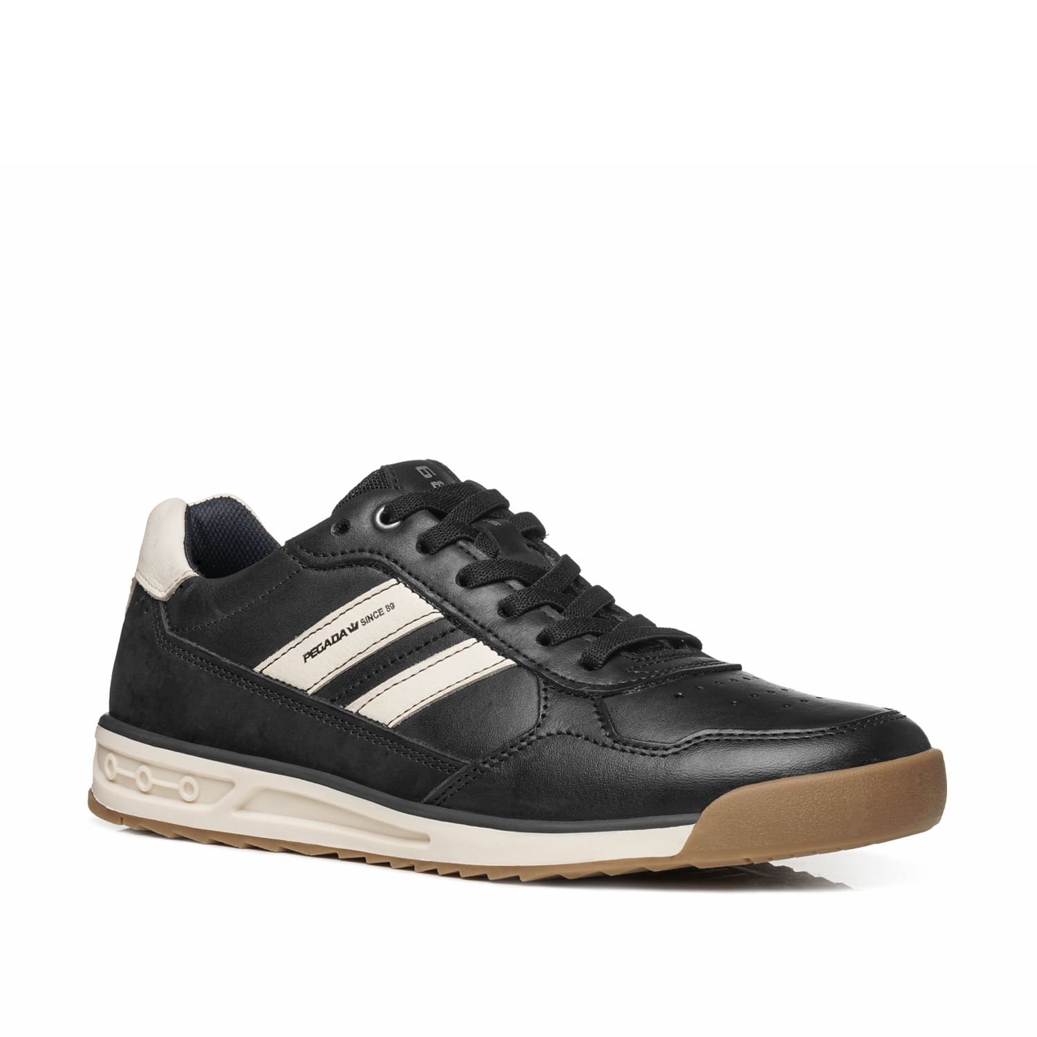 Sapatênis Pegada Masculino em Couro Preto 112504-04 Preto/Branco 3