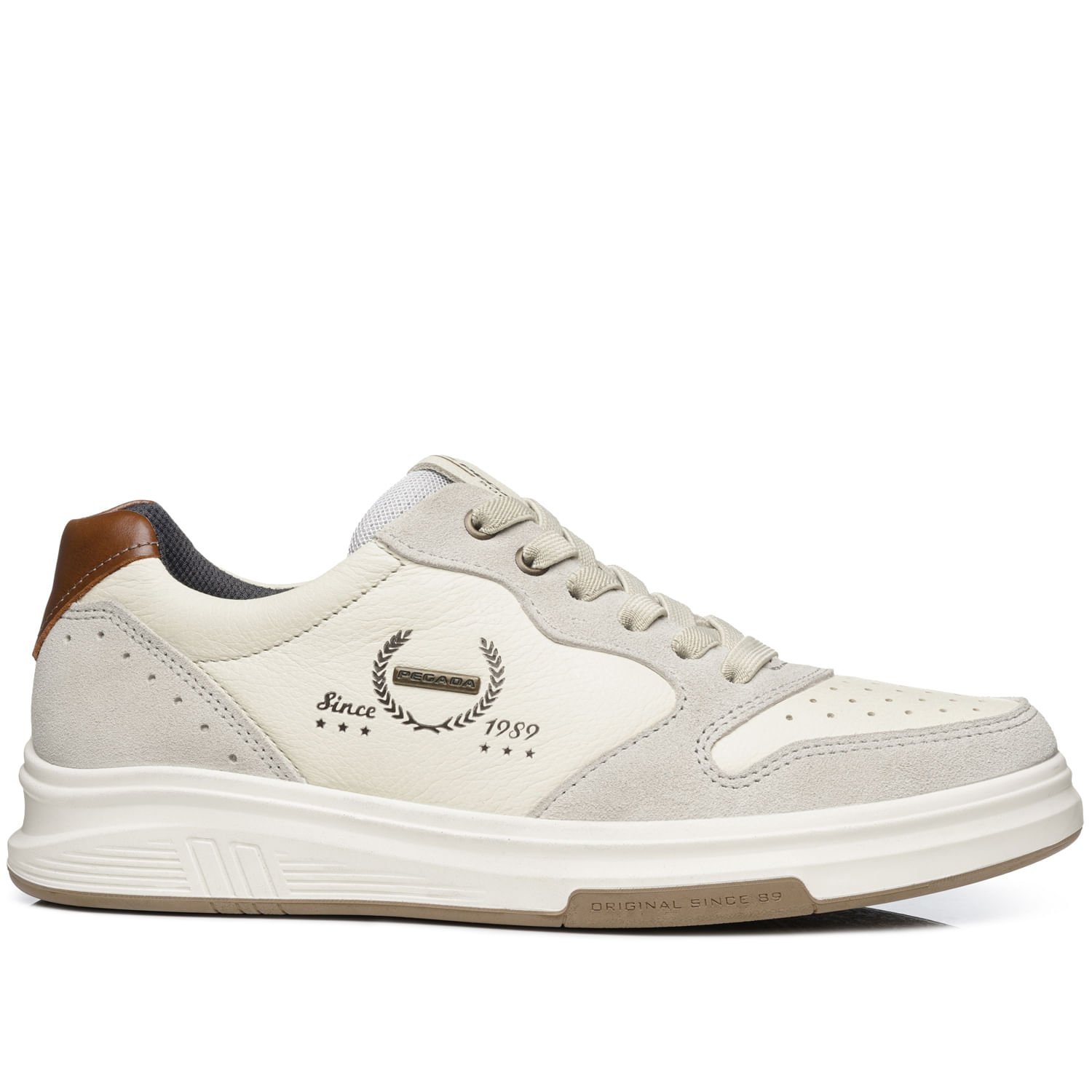 Tênis Casual Pegada Masculino em Couro Milk 112304-01