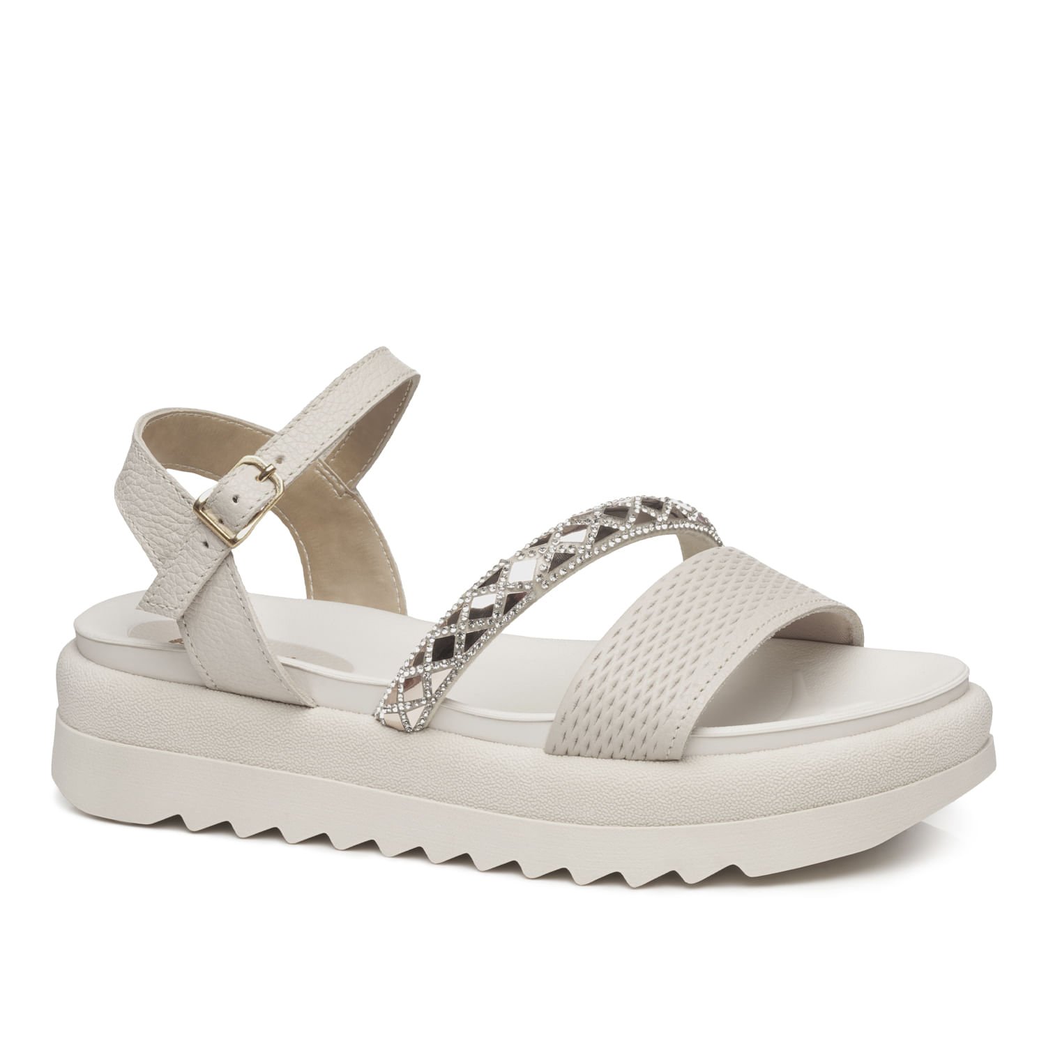 Sandália Pegada Feminina em Couro Off White 234406-01