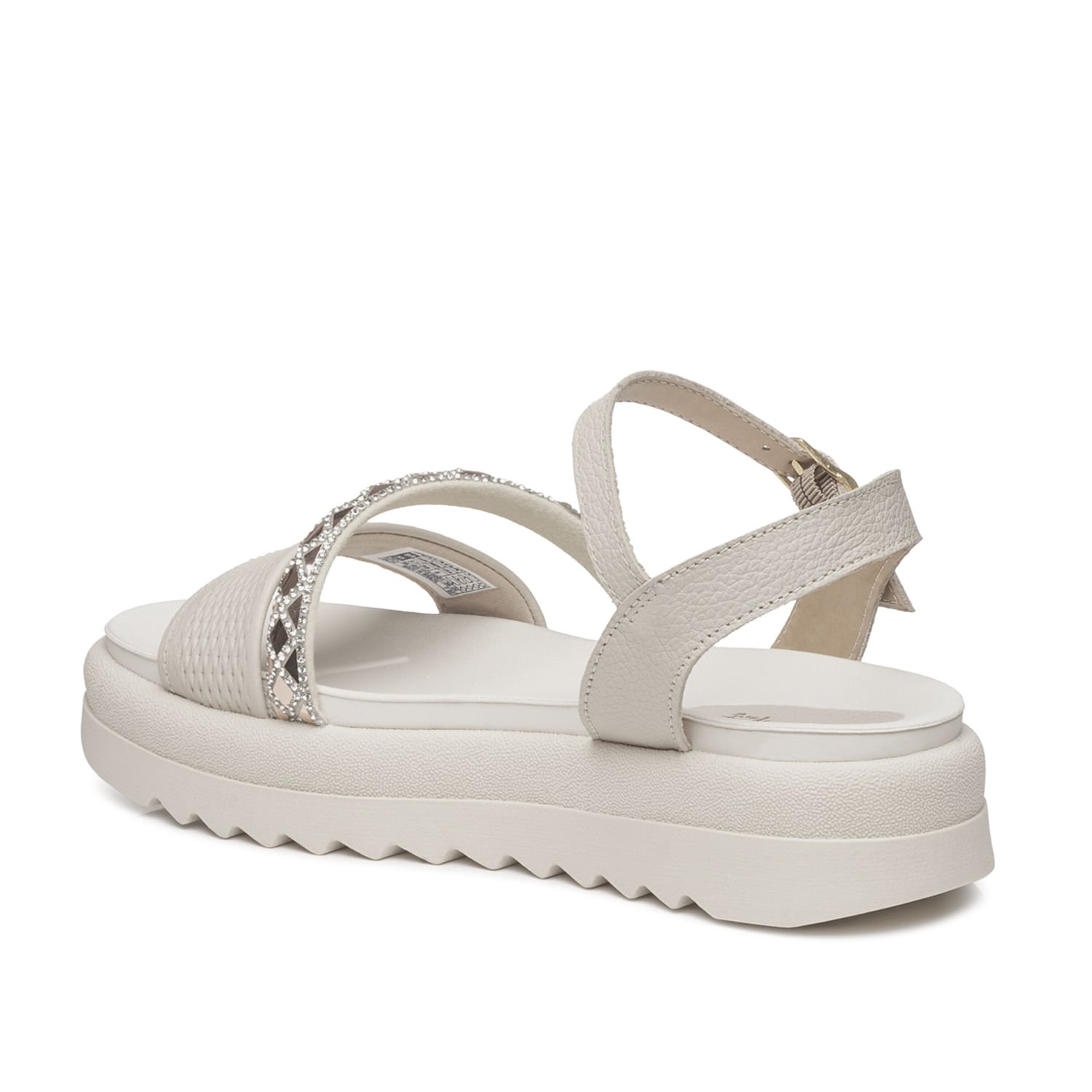 Sandália Pegada Feminina em Couro Off White 234406-01 Branco/Prata 3