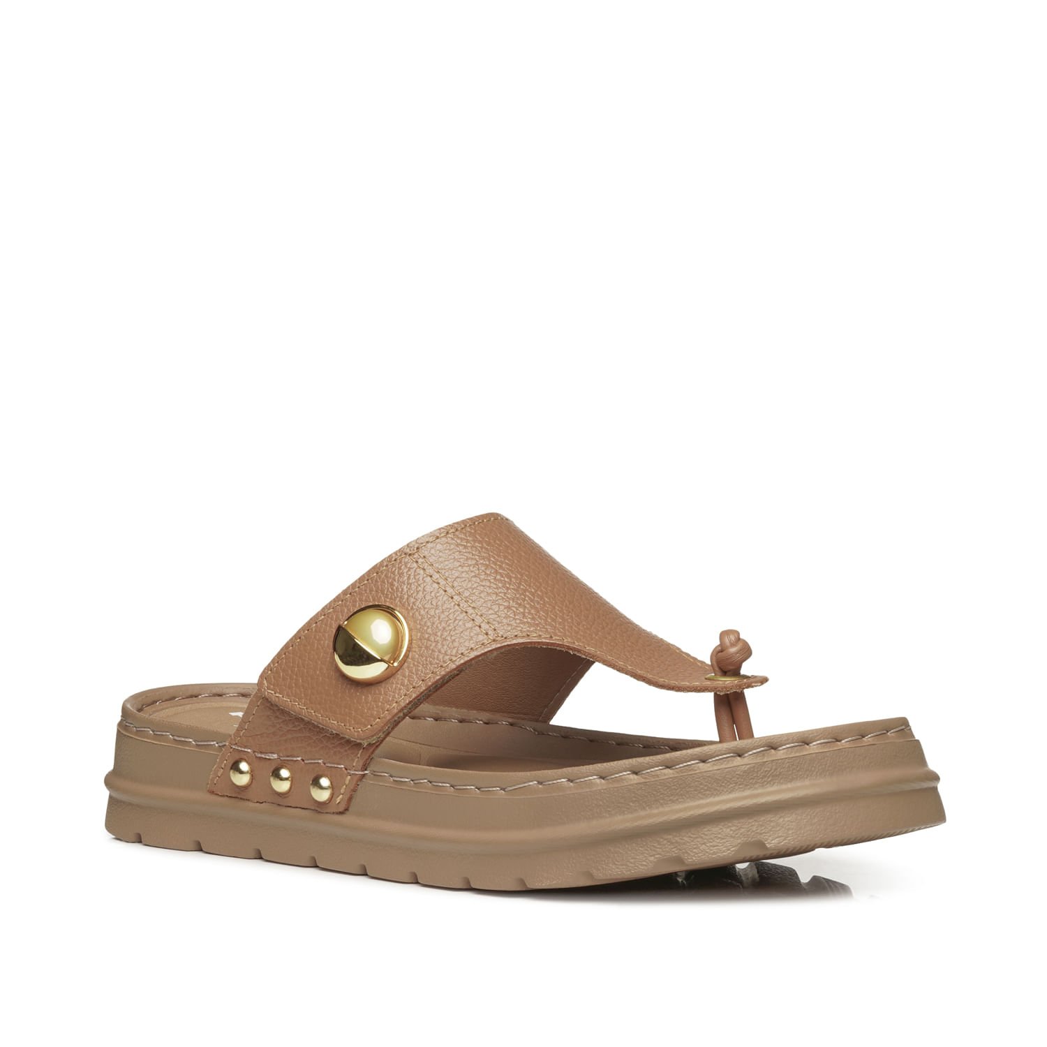 Chinelo Pegada Feminino em Couro Caramelo 234702-03 Marrom 3