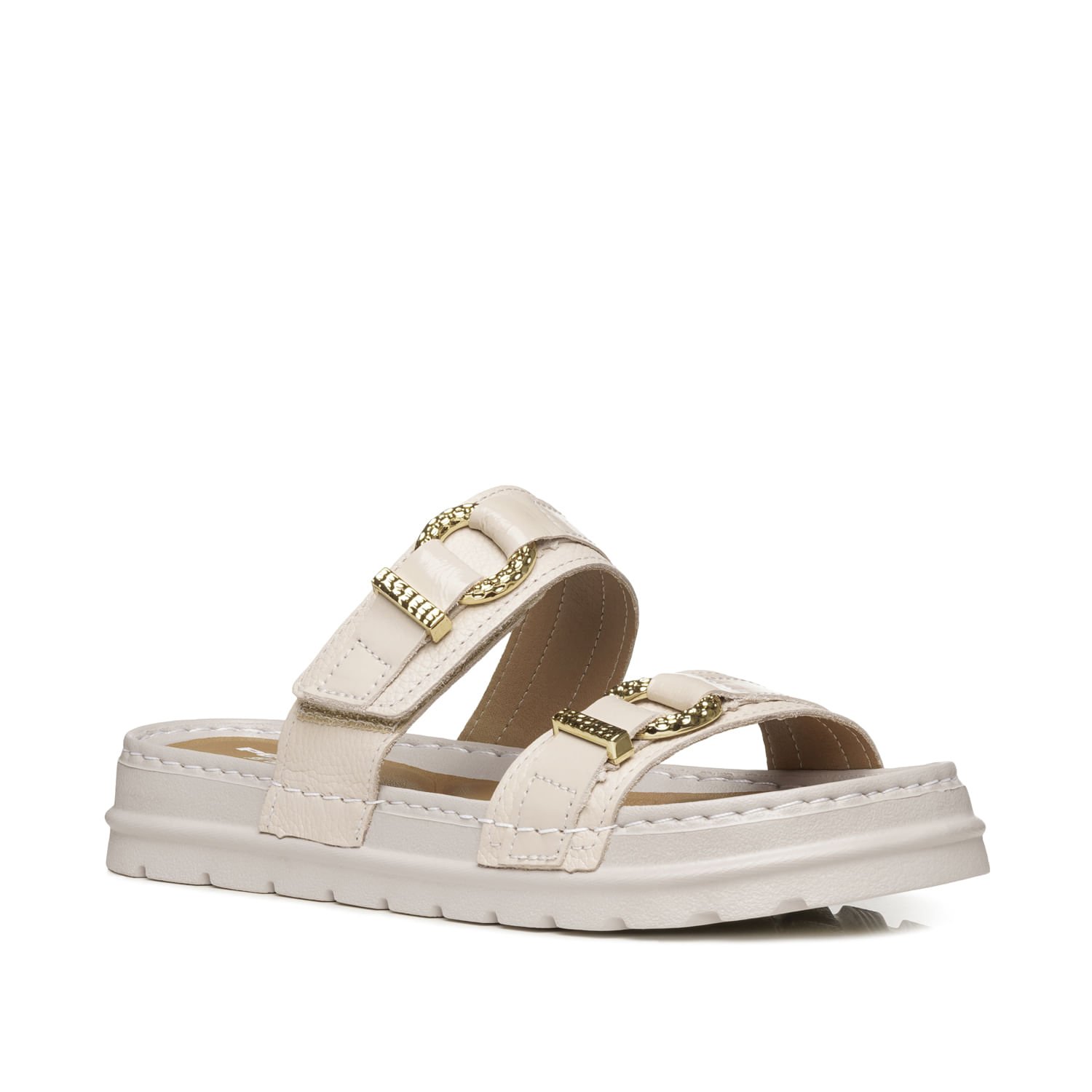 Chinelo Pegada Feminino em Couro Off White 234703-01 Bege 3