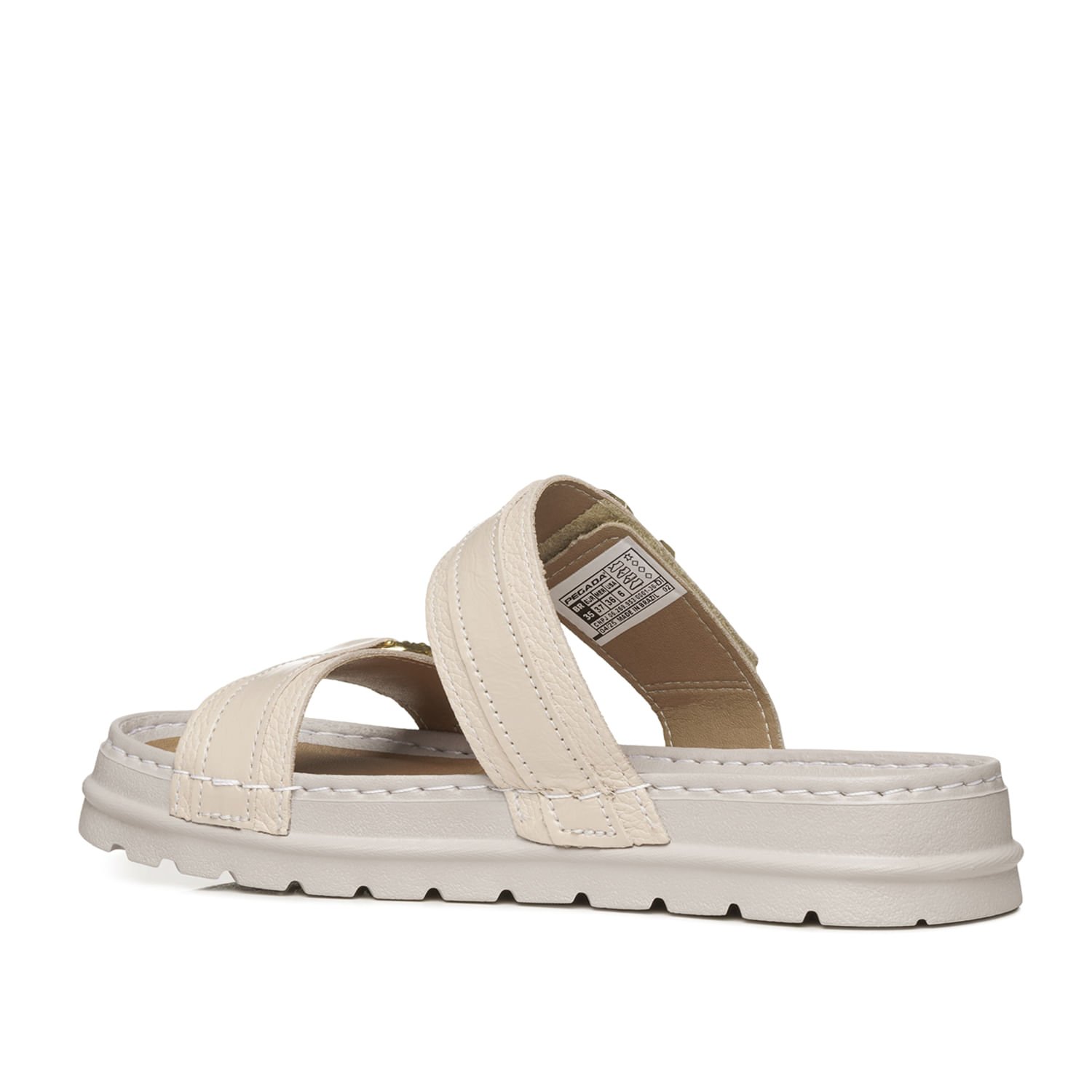Chinelo Pegada Feminino em Couro Off White 234703-01 Bege 4