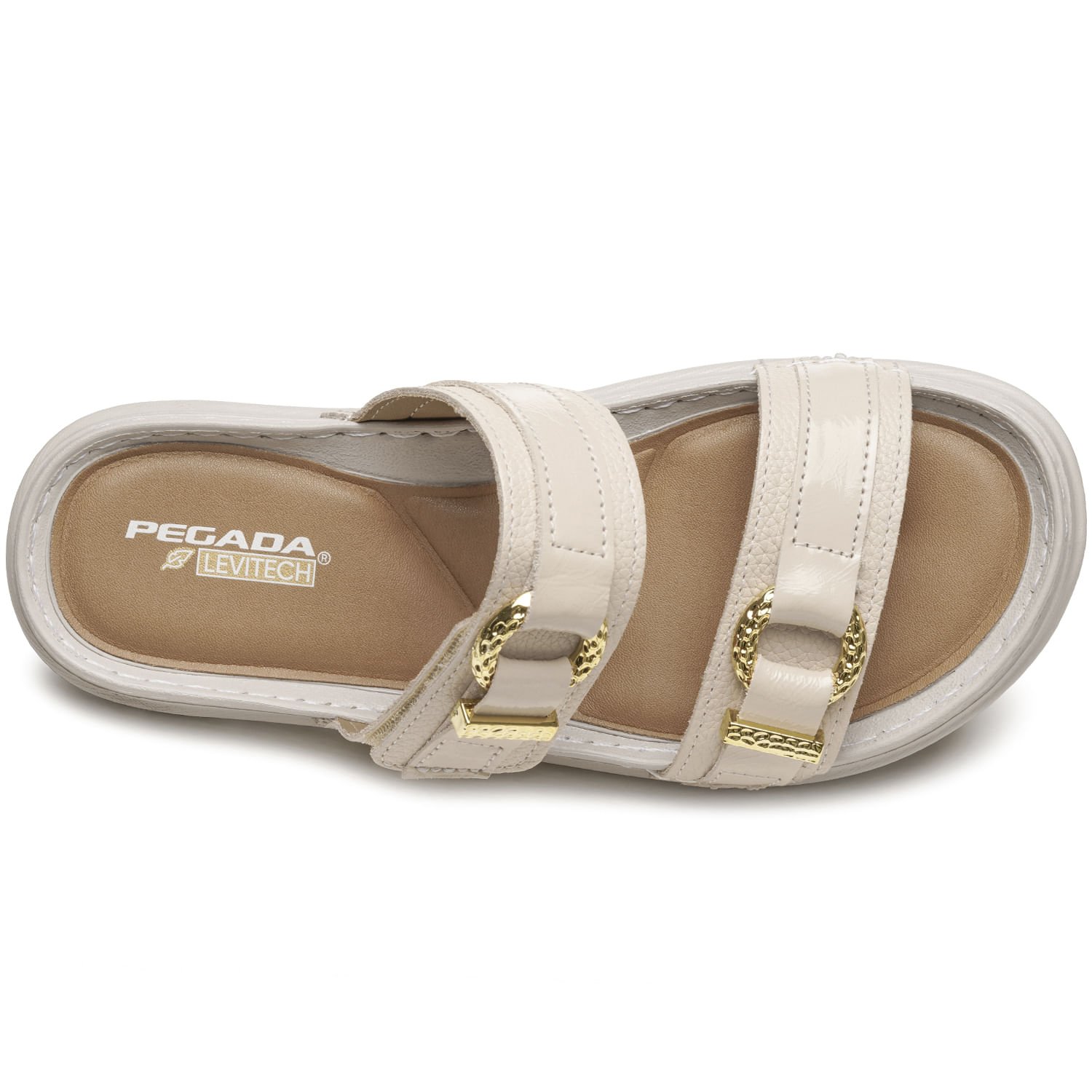 Chinelo Pegada Feminino em Couro Off White 234703-01 Bege 7