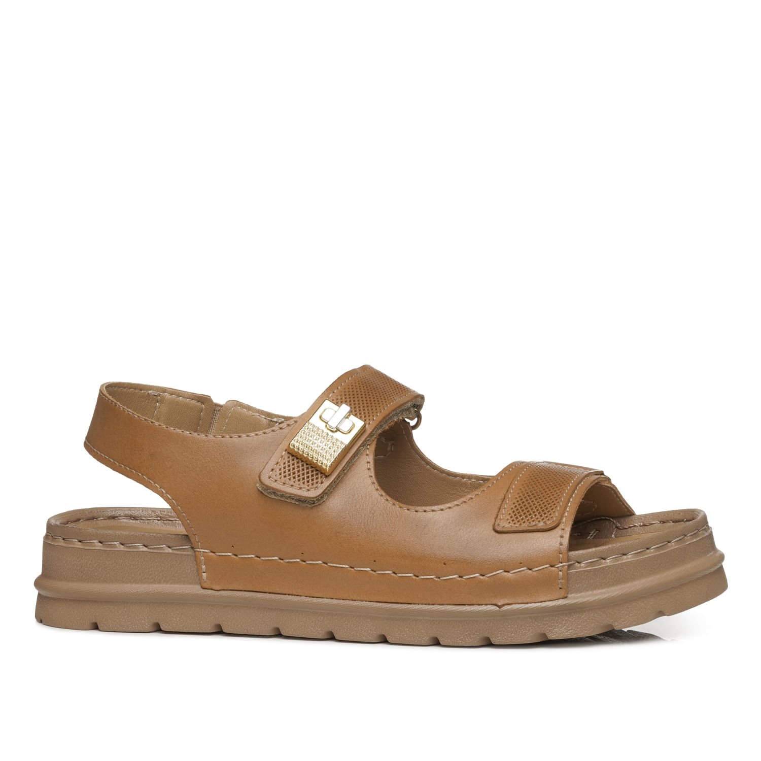 SANDALIA Pegada Feminino em Couro Camel 234704-07