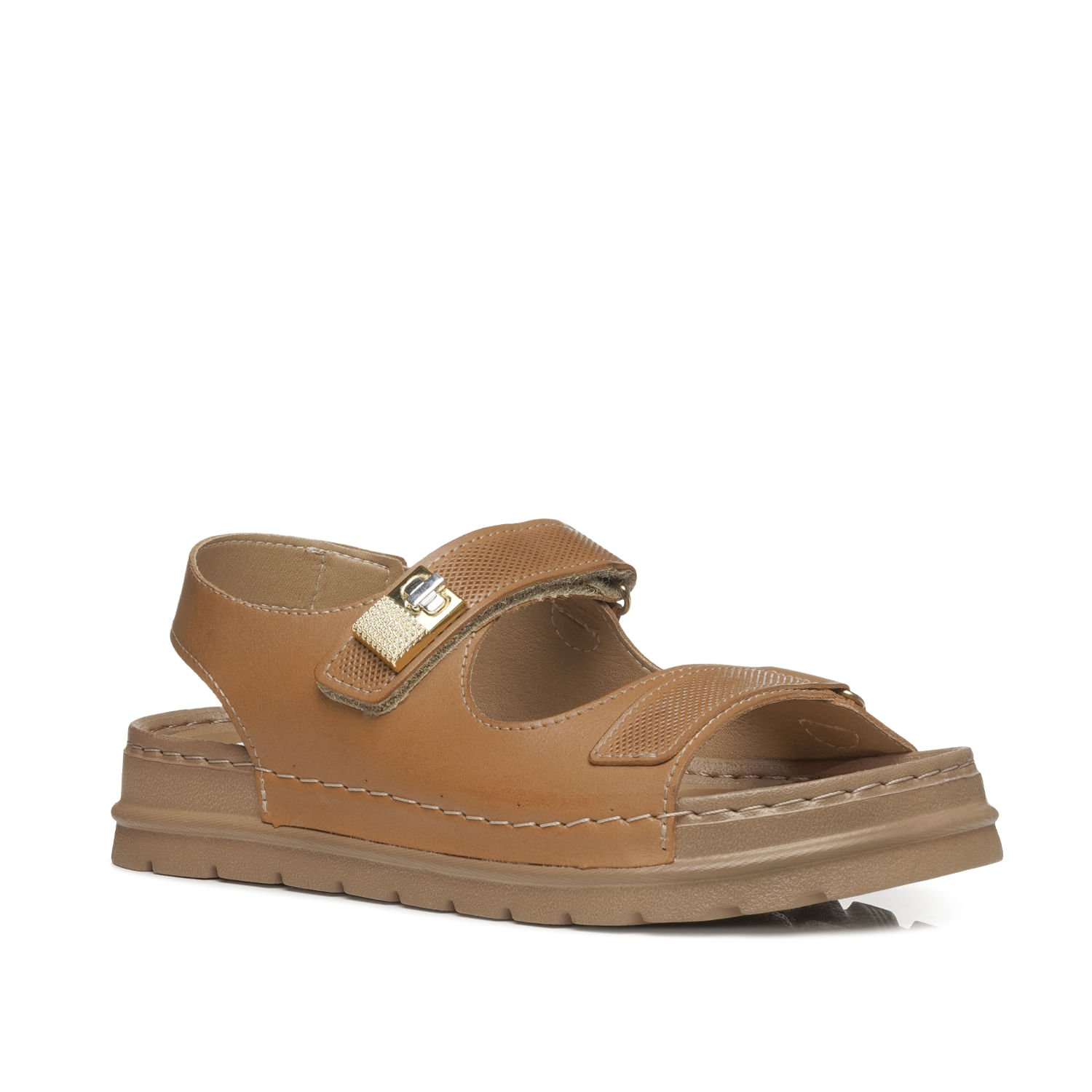 SANDALIA Pegada Feminino em Couro Camel 234704-07 Marrom 3