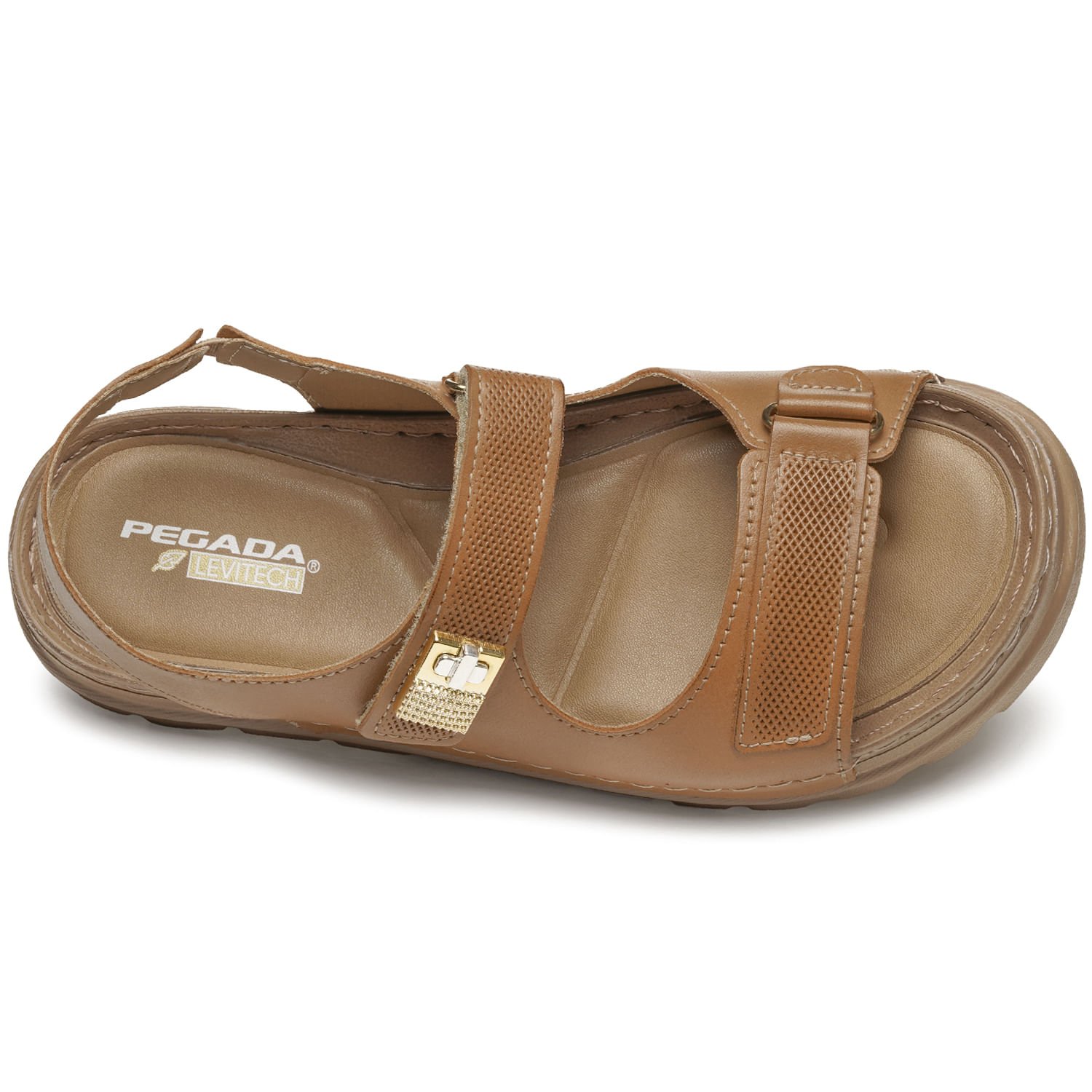 SANDALIA Pegada Feminino em Couro Camel 234704-07 Marrom 7