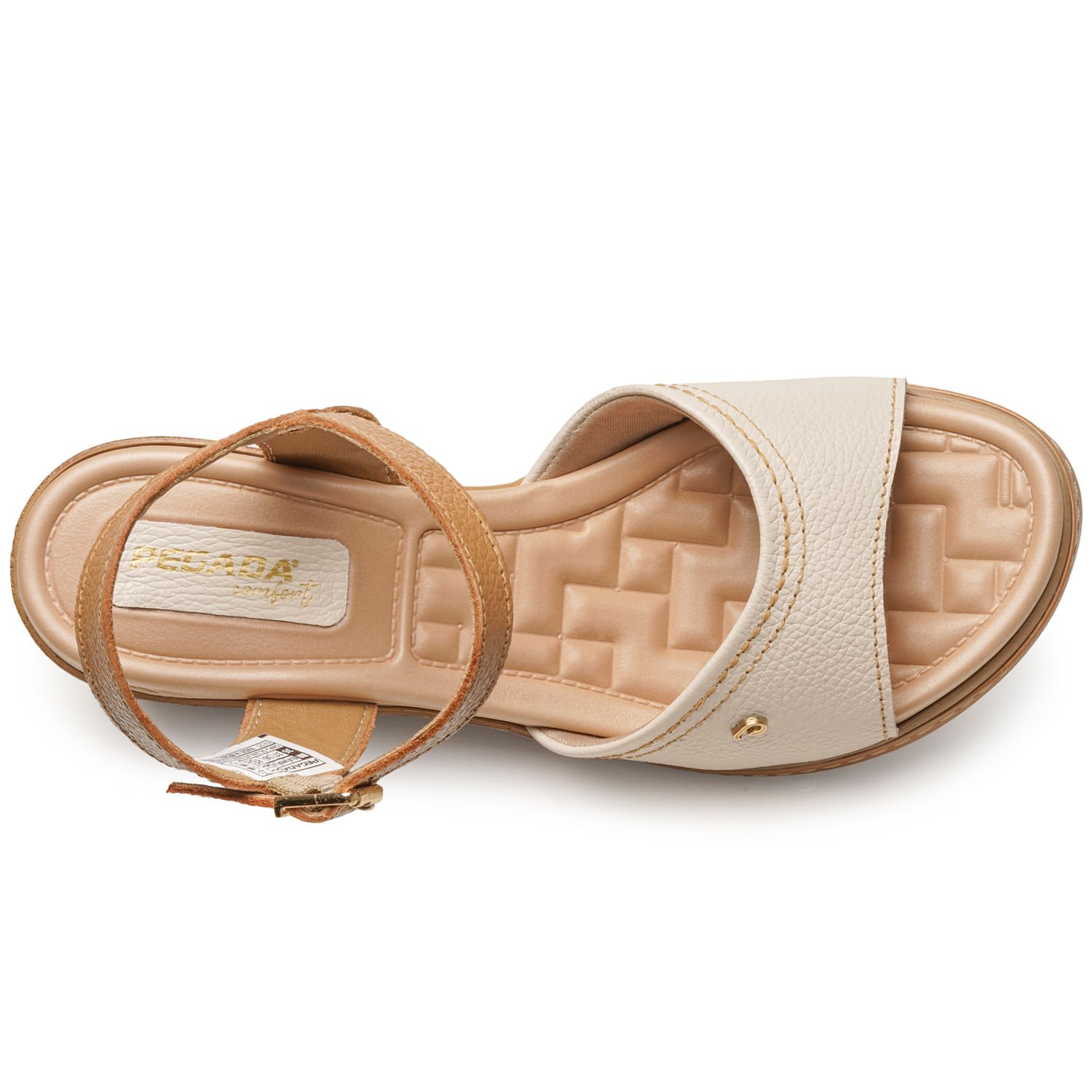 Sandalia Pegada Feminino em Couro Off White 233952-02 Bege 6