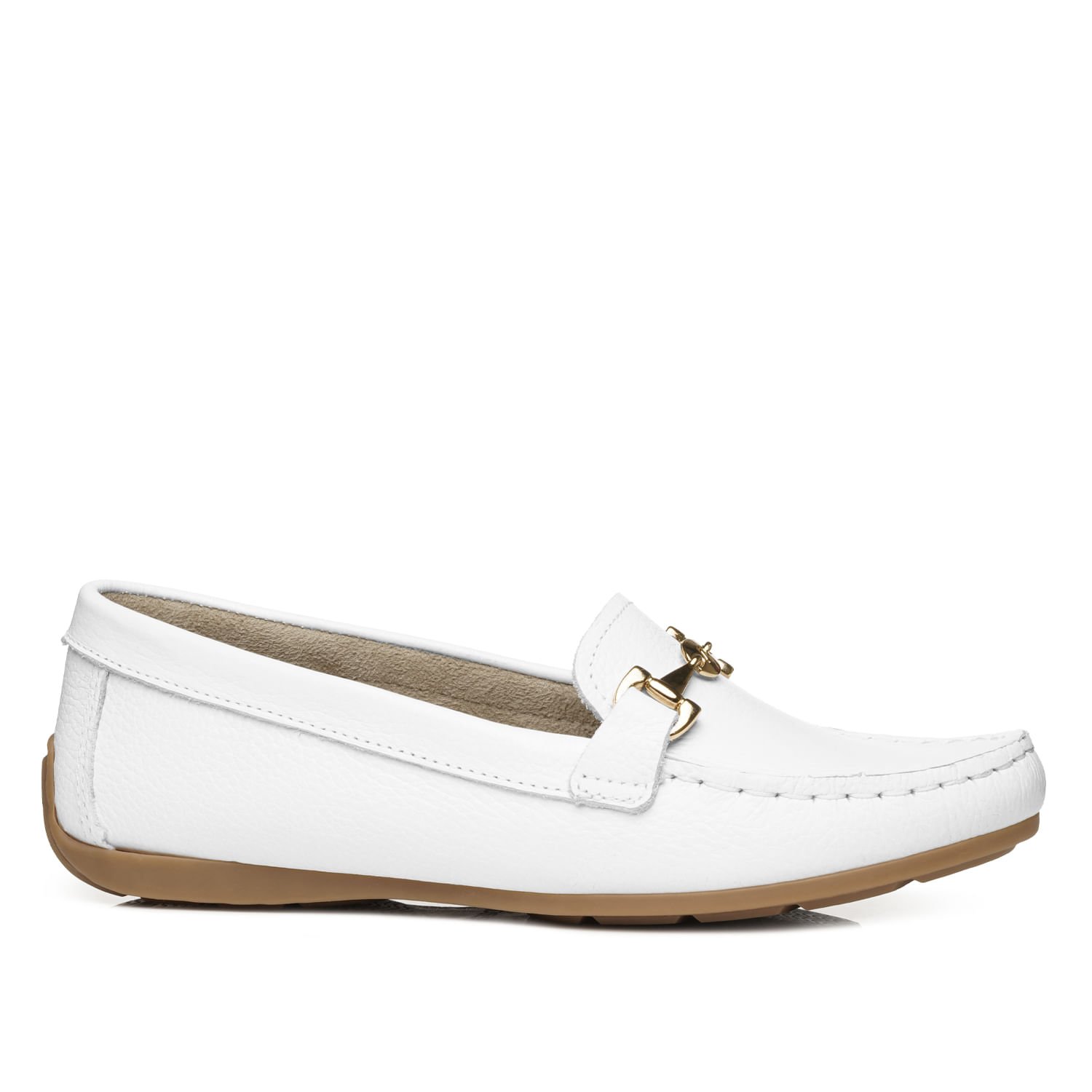 Mocassim Pegada Feminino em Couro Branco 249007-01