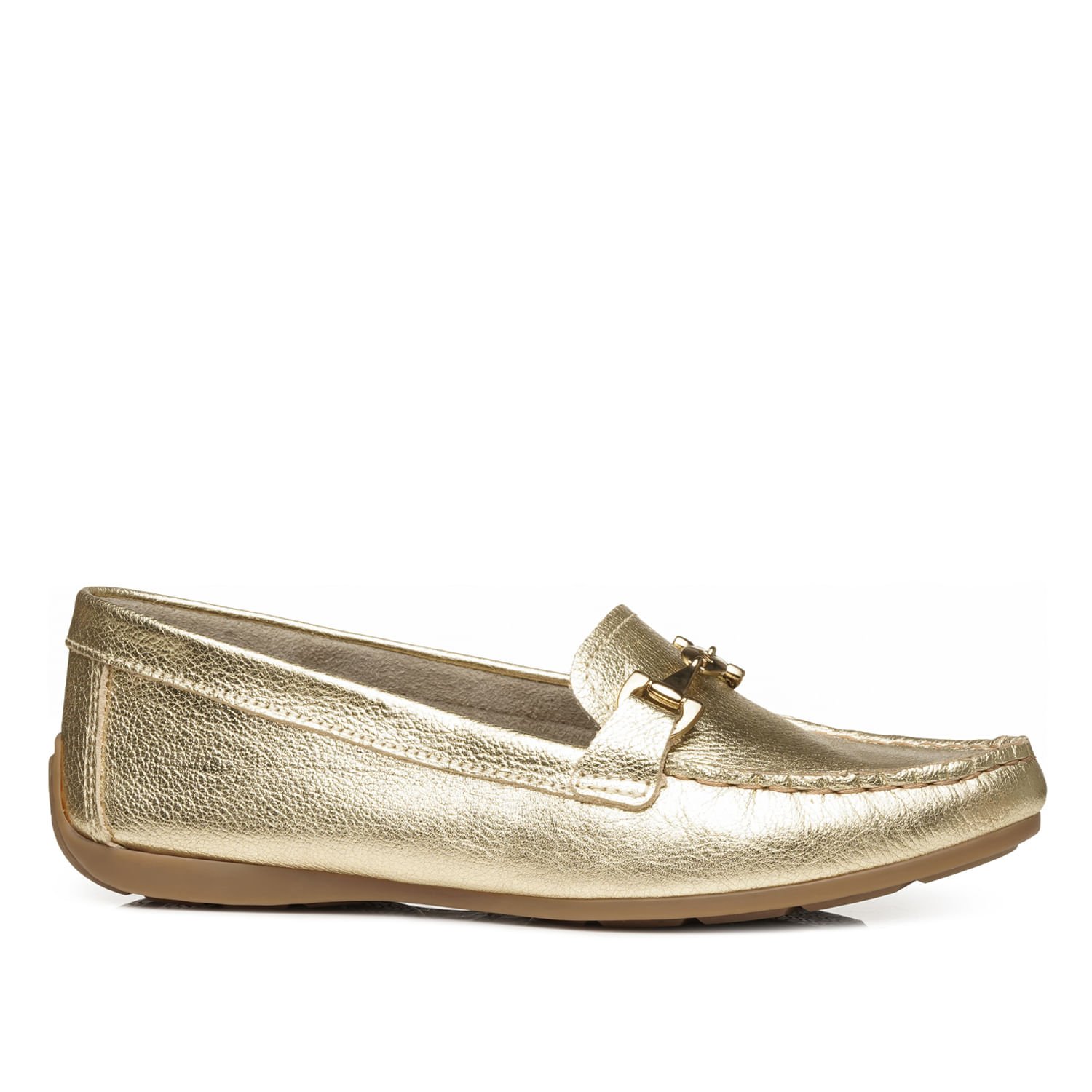Mocassim Pegada Feminino em Couro Ouro 249007-04