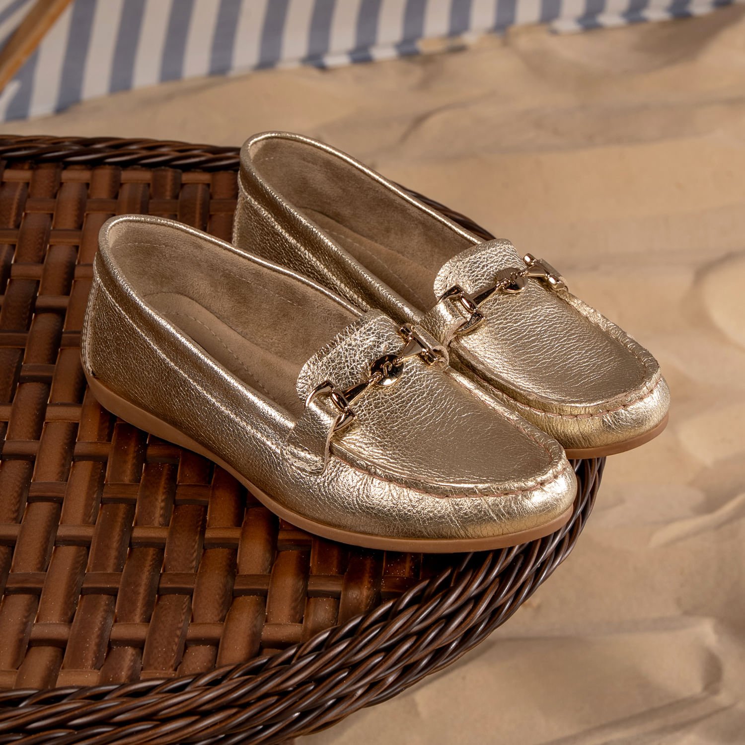 Mocassim Pegada Feminino em Couro Ouro 249007-04 Dourado 2