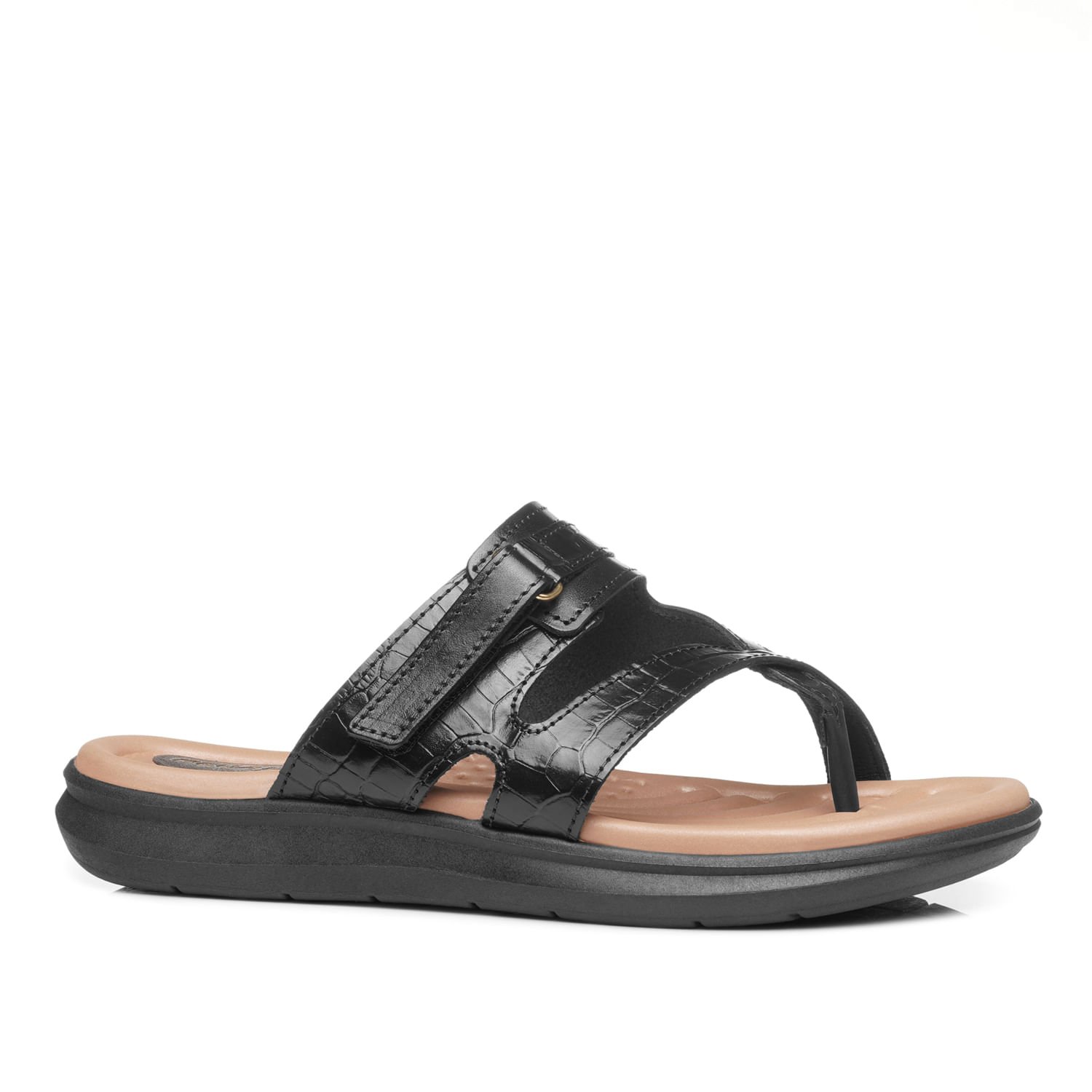 Chinelo Pegada Feminino em Couro Preto 232856-05