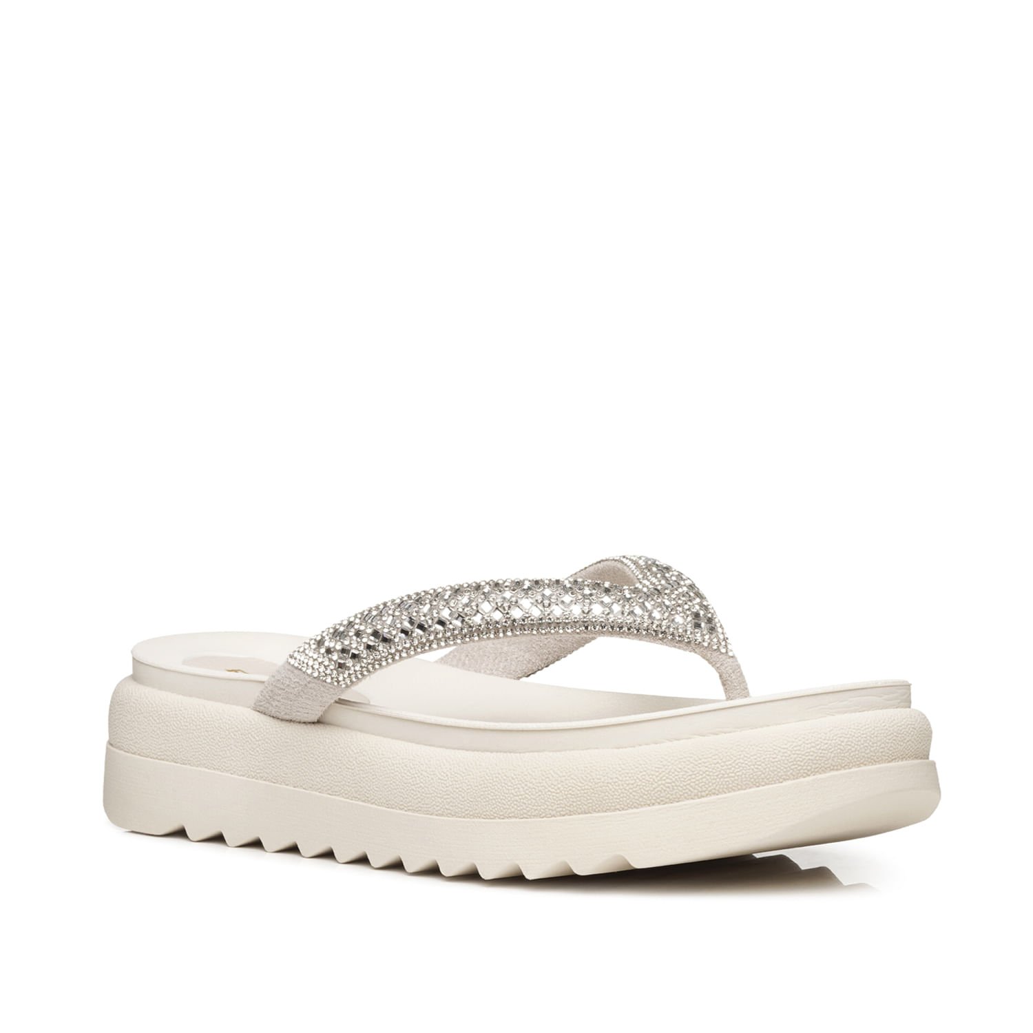 Chinelo Pegada Feminino em Couro Cristal 234455-01 Branco 3