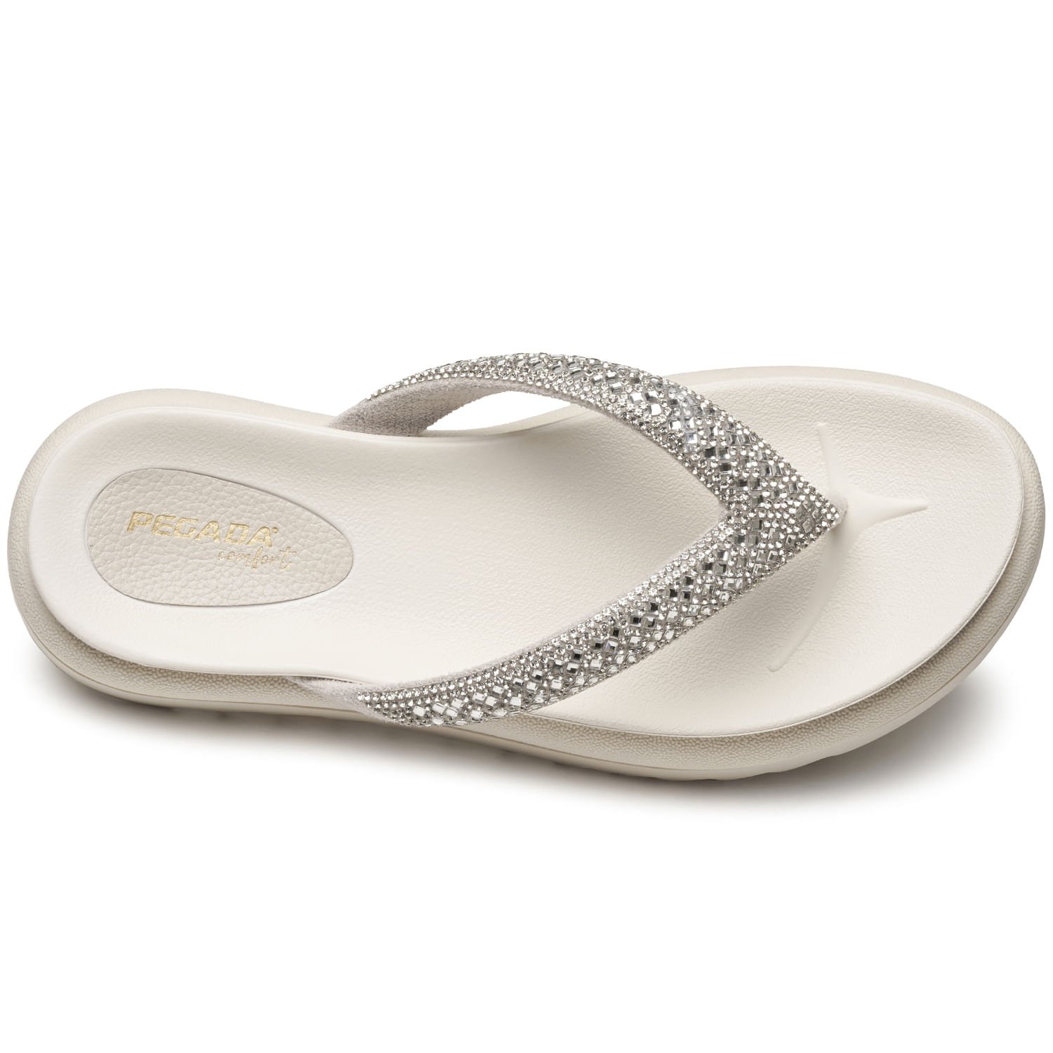 Chinelo Pegada Feminino em Couro Cristal 234455-01 Branco 6