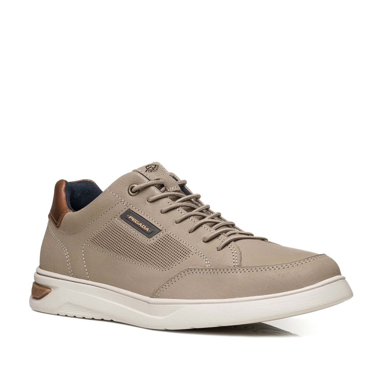 Tenis Casual Pegada Masculino em Couro Areia 112403-07 Areia 2