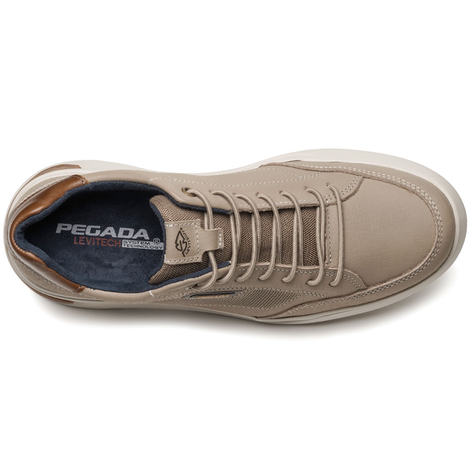 Tenis Casual Pegada Masculino em Couro Areia 112403-07 Areia 6