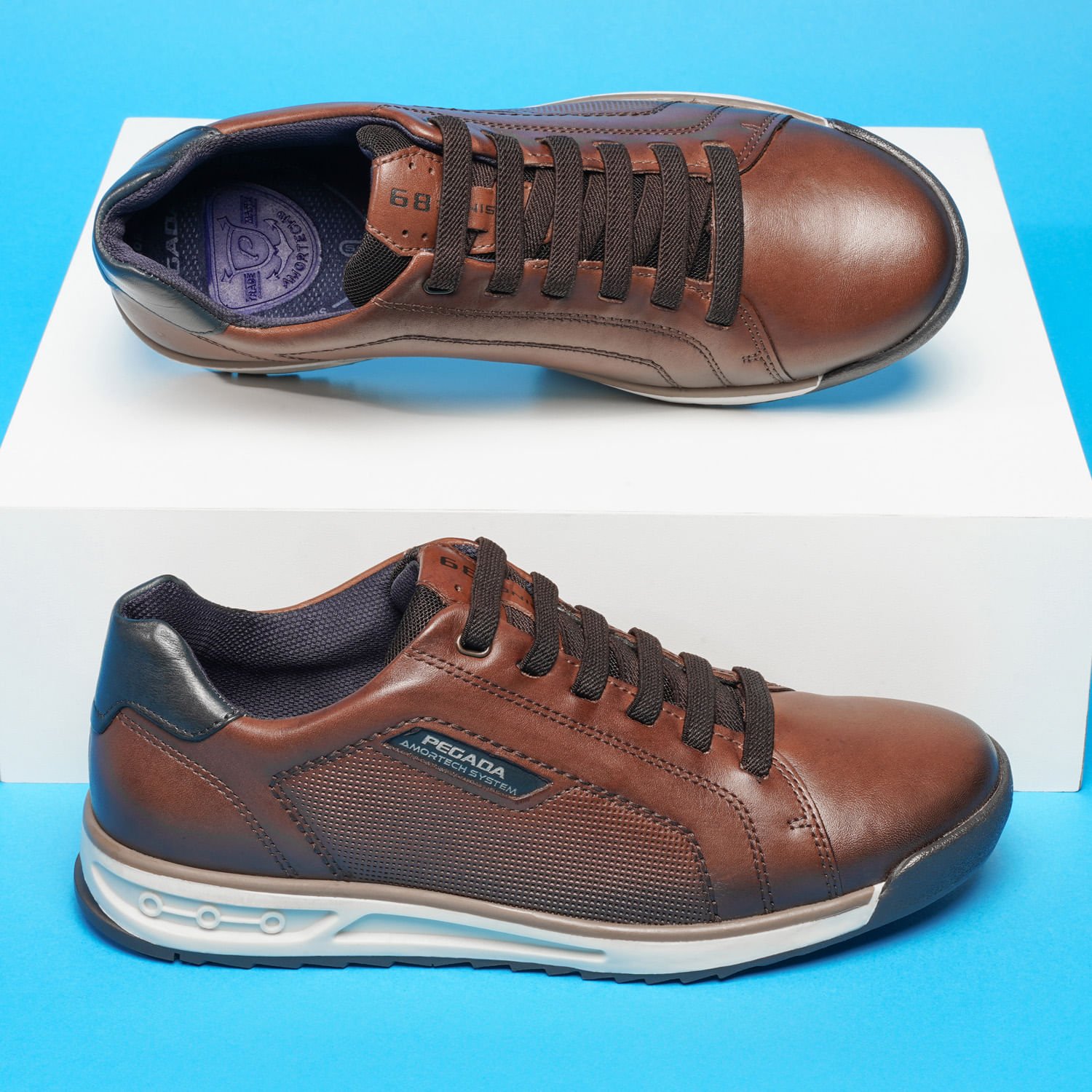 Sapatenis Pegada Masculino em Couro Pinhão 112502-02 Pinhão 2