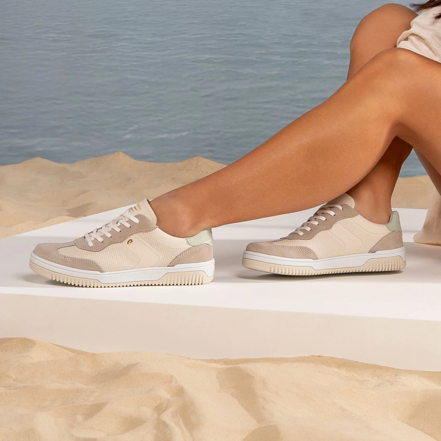 Tênis Pegada Feminino em Couro Milk 211805-07 Bege 2