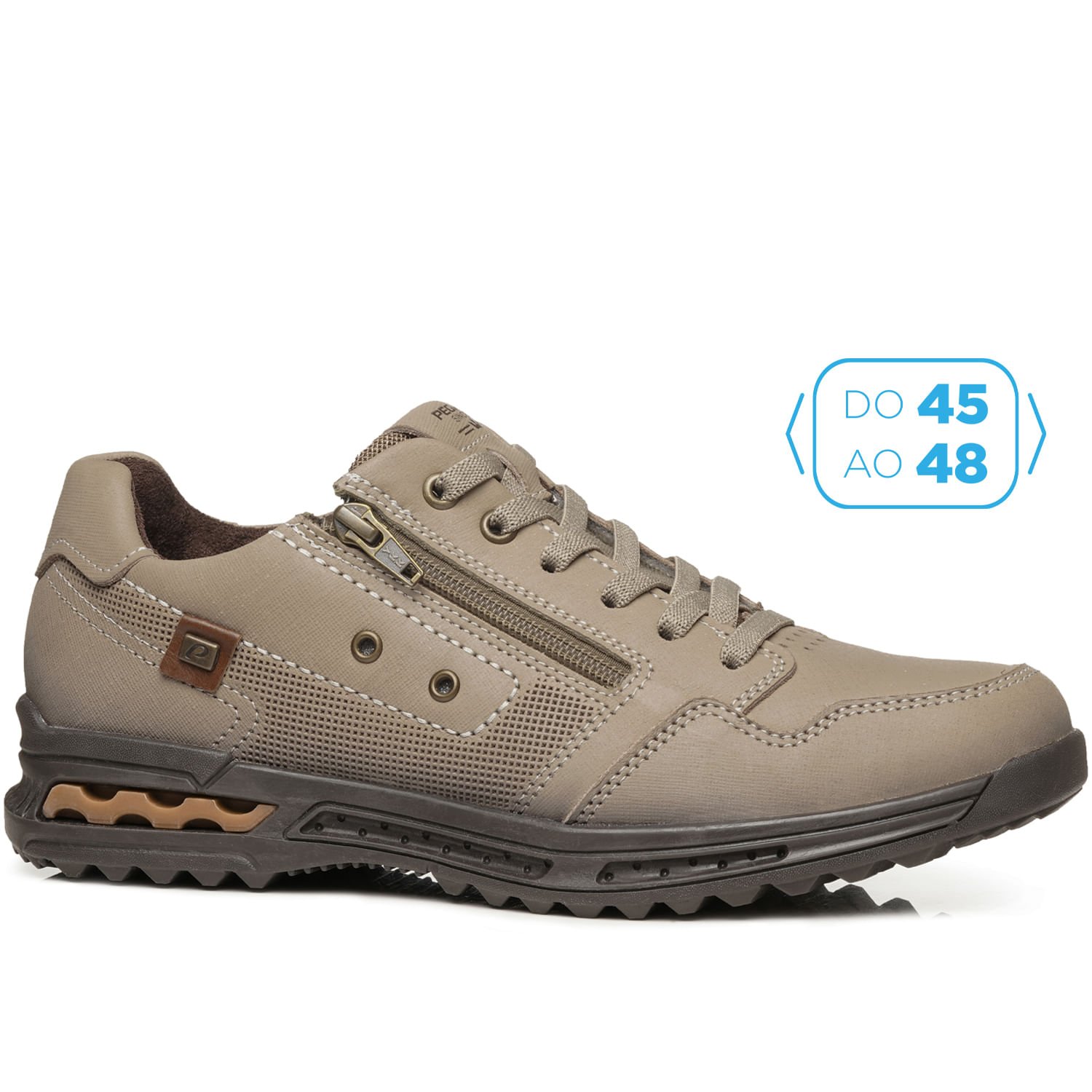 Sapatênis Pegada Masculino Plus Size em Couro Areia 511801-04