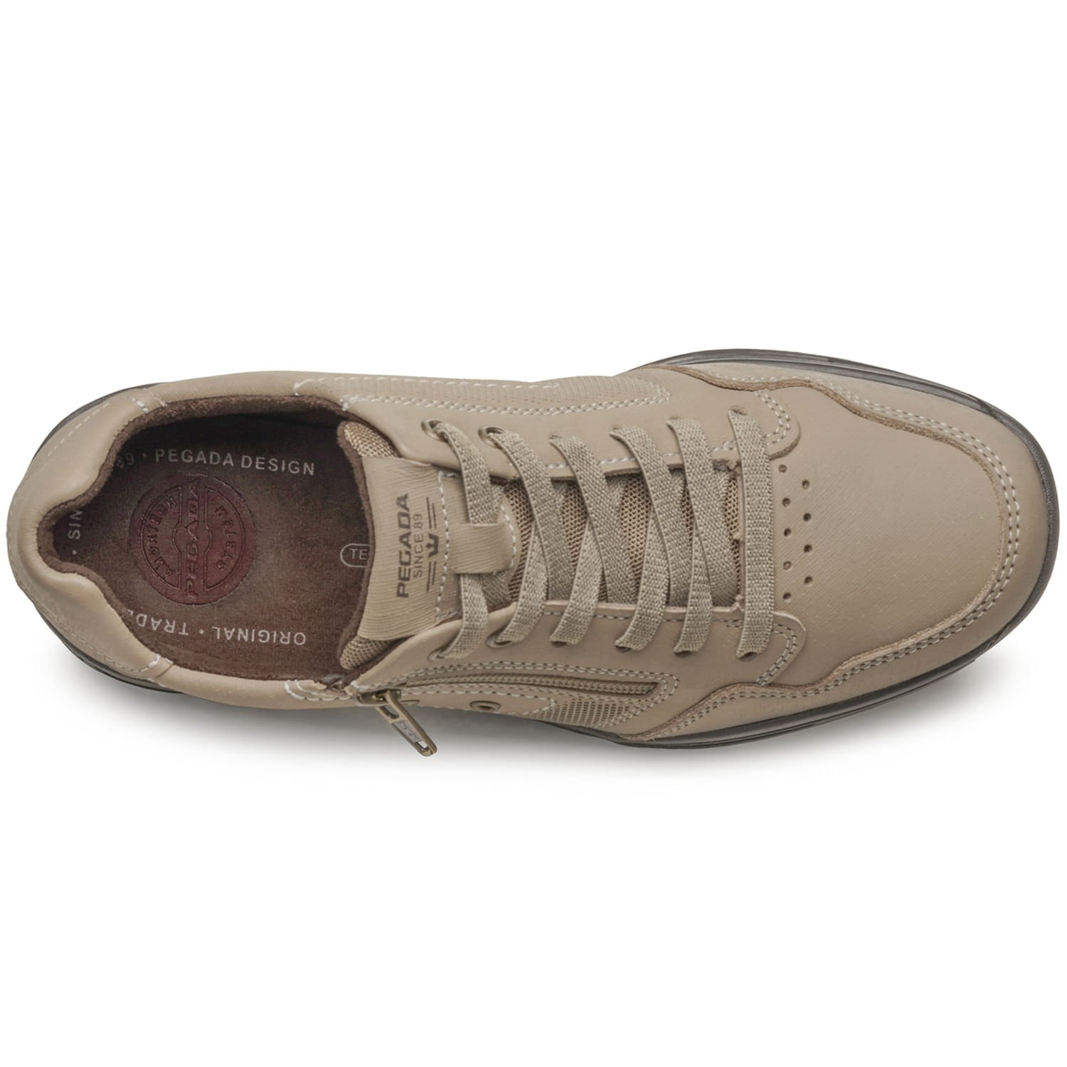 Sapatênis Pegada Masculino Plus Size em Couro Areia 511801-04 Areia 6