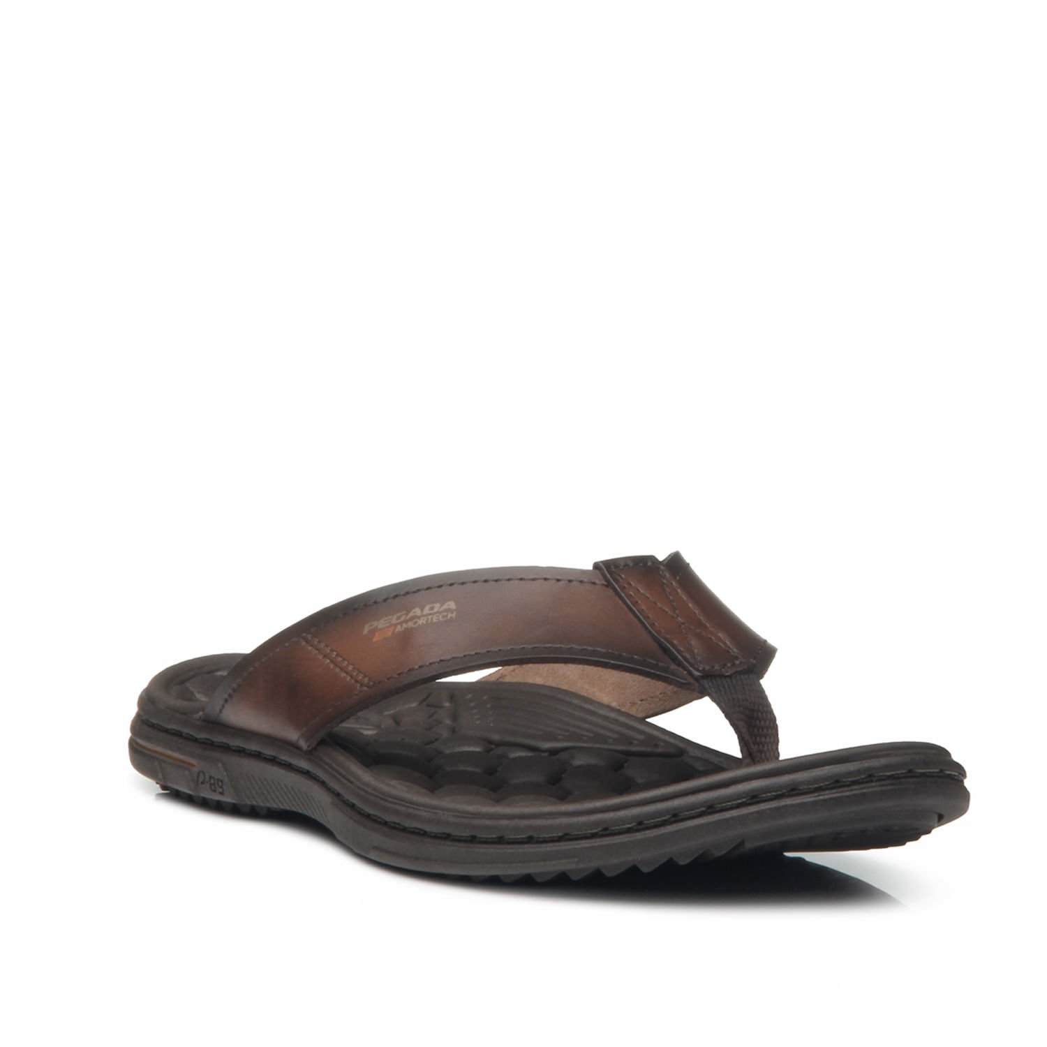 Chinelo Pegada Masculino Plus Size em Couro Pinhão 533301-01 Pinhão 2