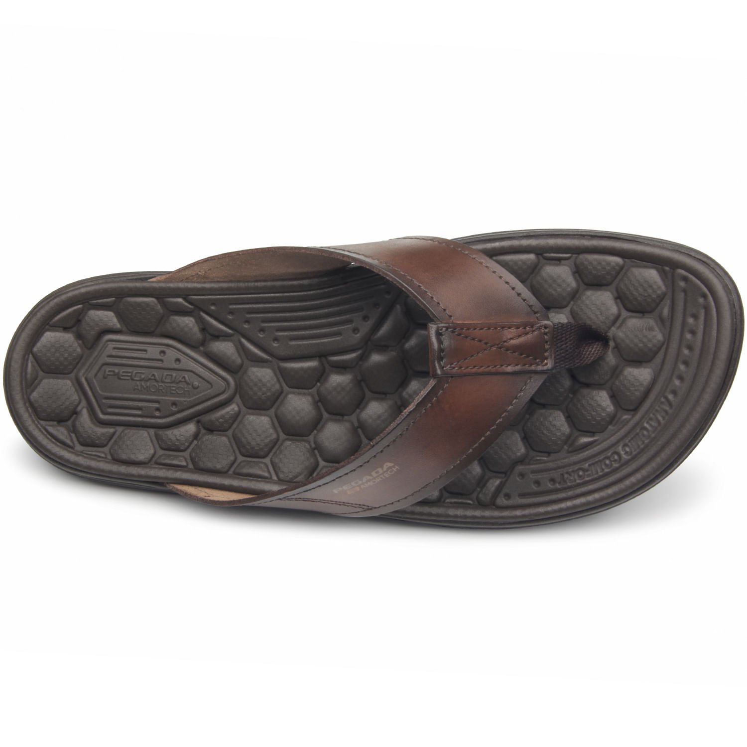 Chinelo Pegada Masculino Plus Size em Couro Pinhão 533301-01 Pinhão 6