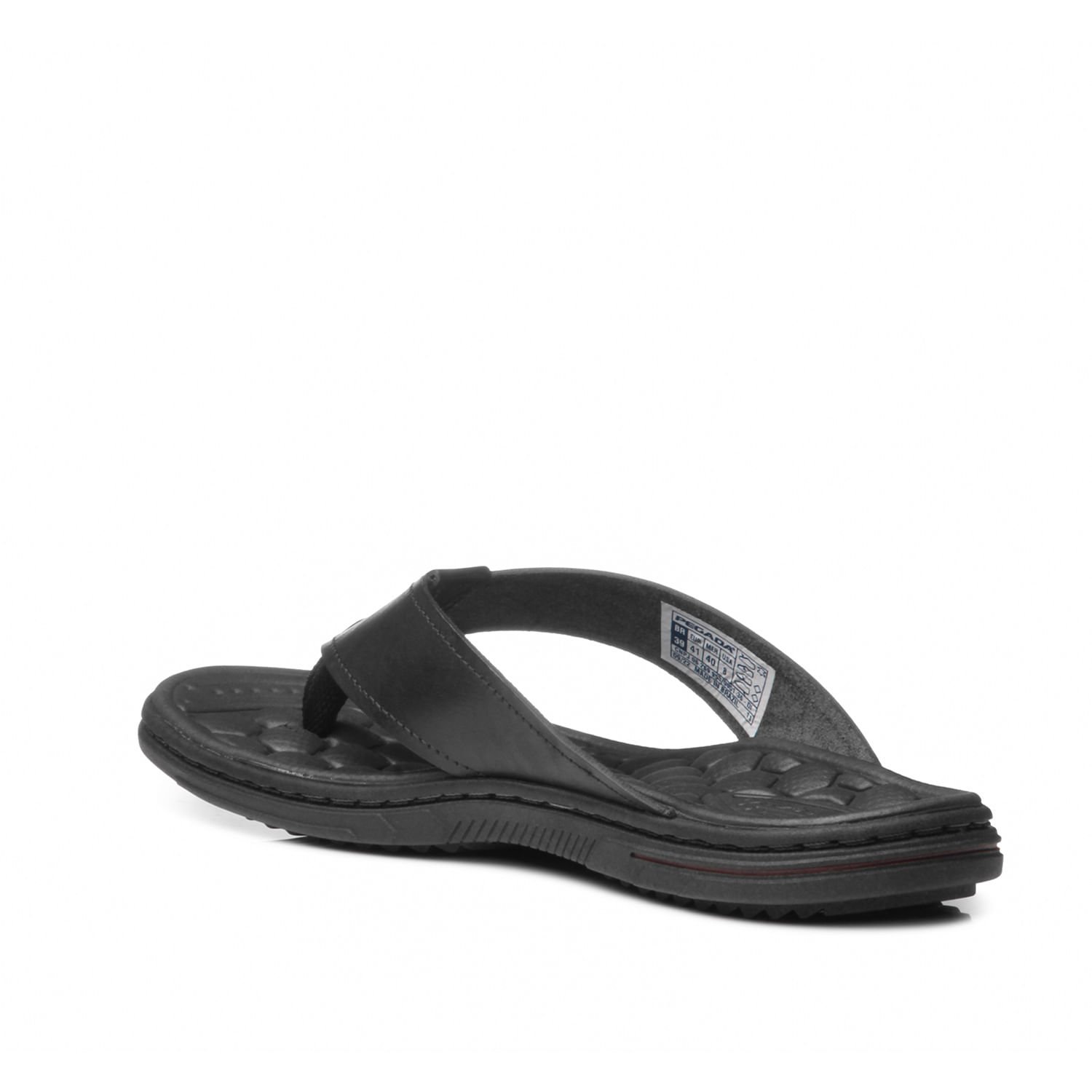 Chinelo Pegada Masculino Plus Size em Couro Preto 533301-03 Preto 3