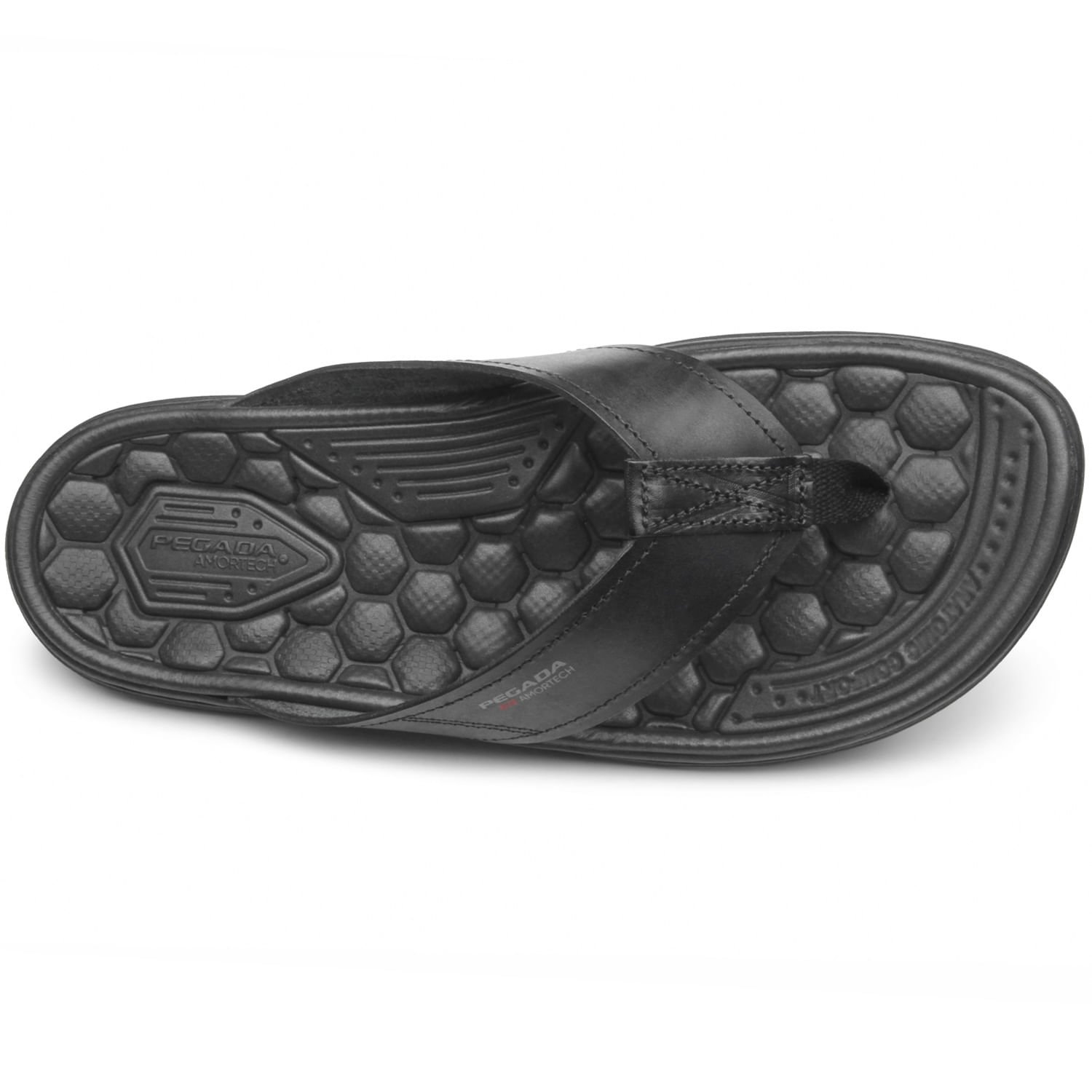 Chinelo Pegada Masculino Plus Size em Couro Preto 533301-03 Preto 6