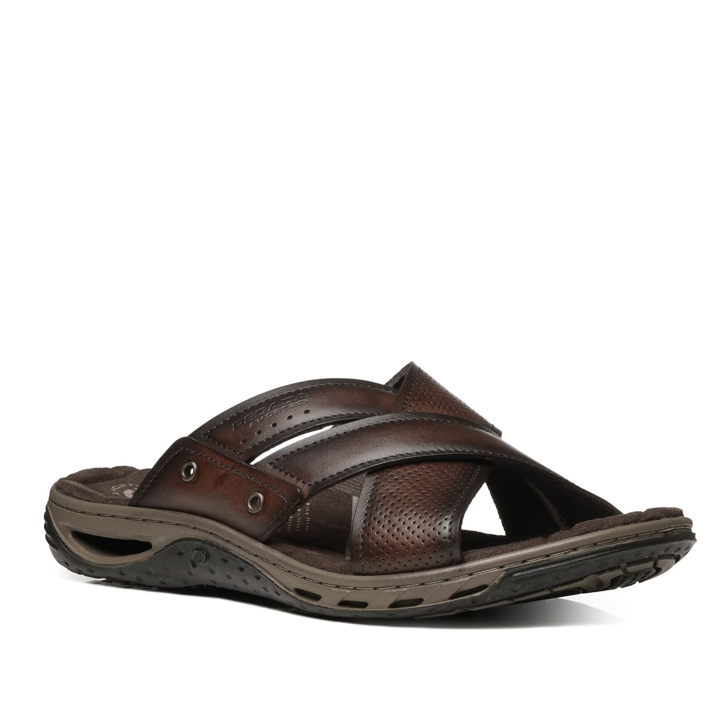 Chinelo Pegada Masculino em Couro Pinhão 131675-01 Pinhão 2